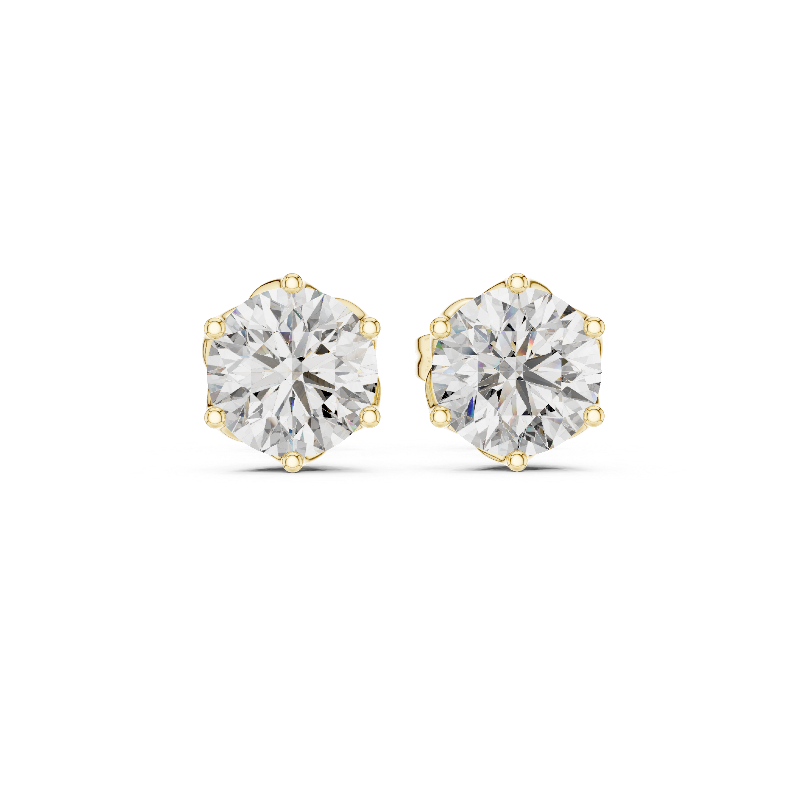Round Brilliant Solitaire Diamond Stud Earrings Classic Six Prong Elegance