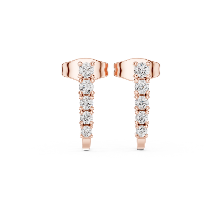 Round Diamond Vertical Bar Drop Earrings with Linear Prong Set Design