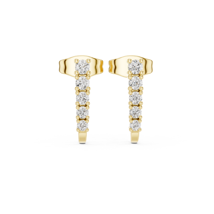 Round Diamond Vertical Bar Drop Earrings with Linear Prong Set Design