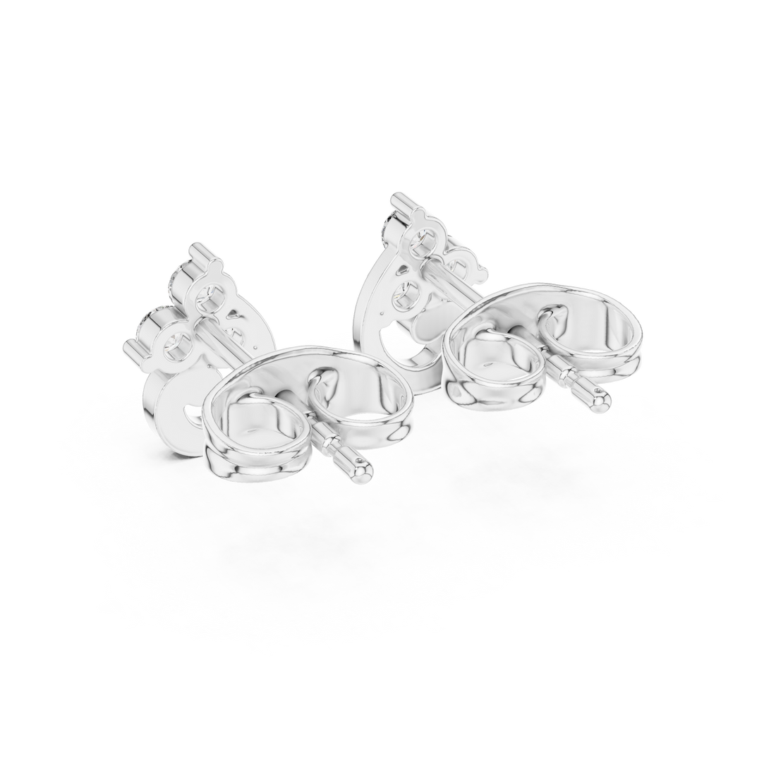 Round Diamond Scroll Motif Cluster Stud Earrings