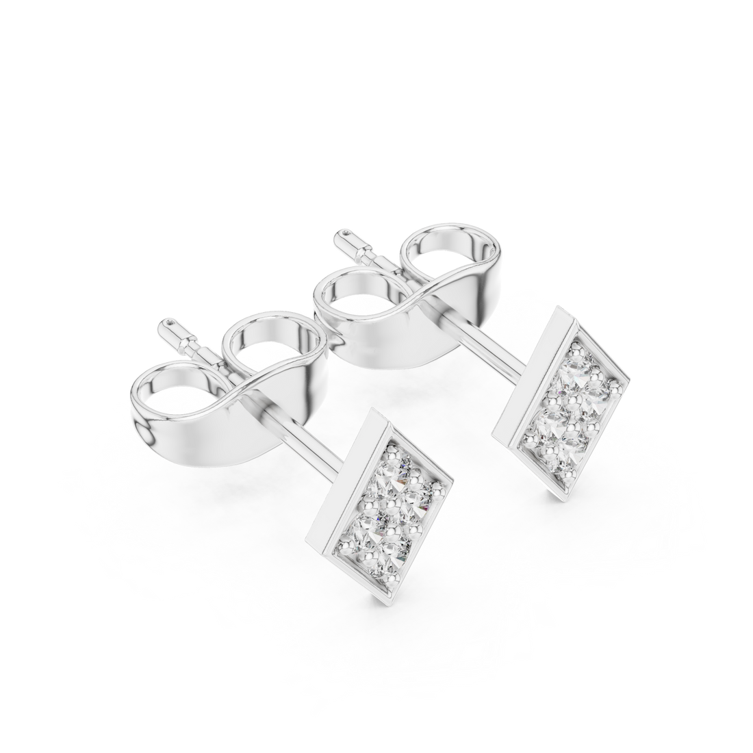 Geometric Diamond Cluster Kite Shape Stud Earrings with Pavé Brilliance