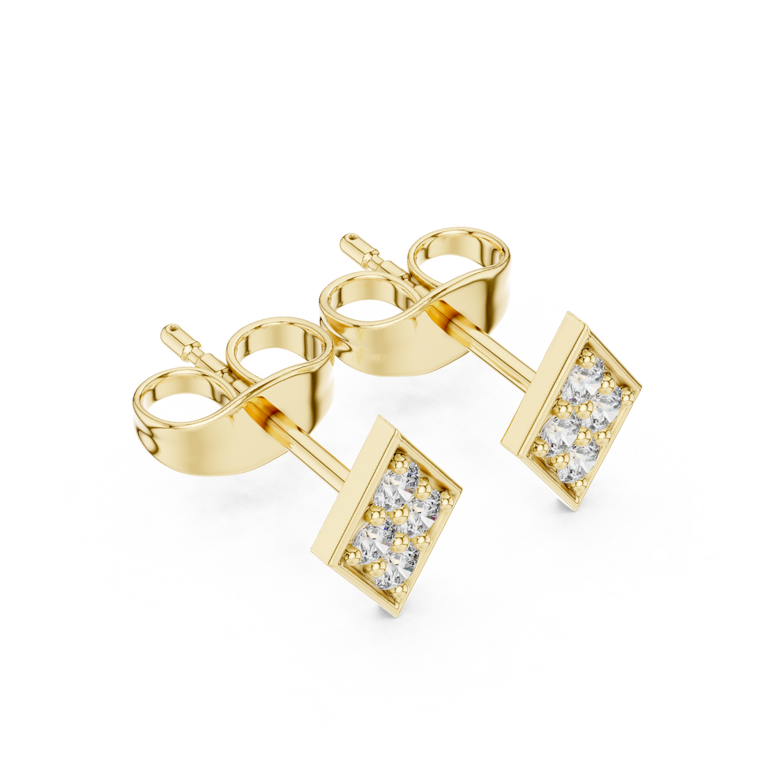 Geometric Diamond Cluster Kite Shape Stud Earrings with Pavé Brilliance