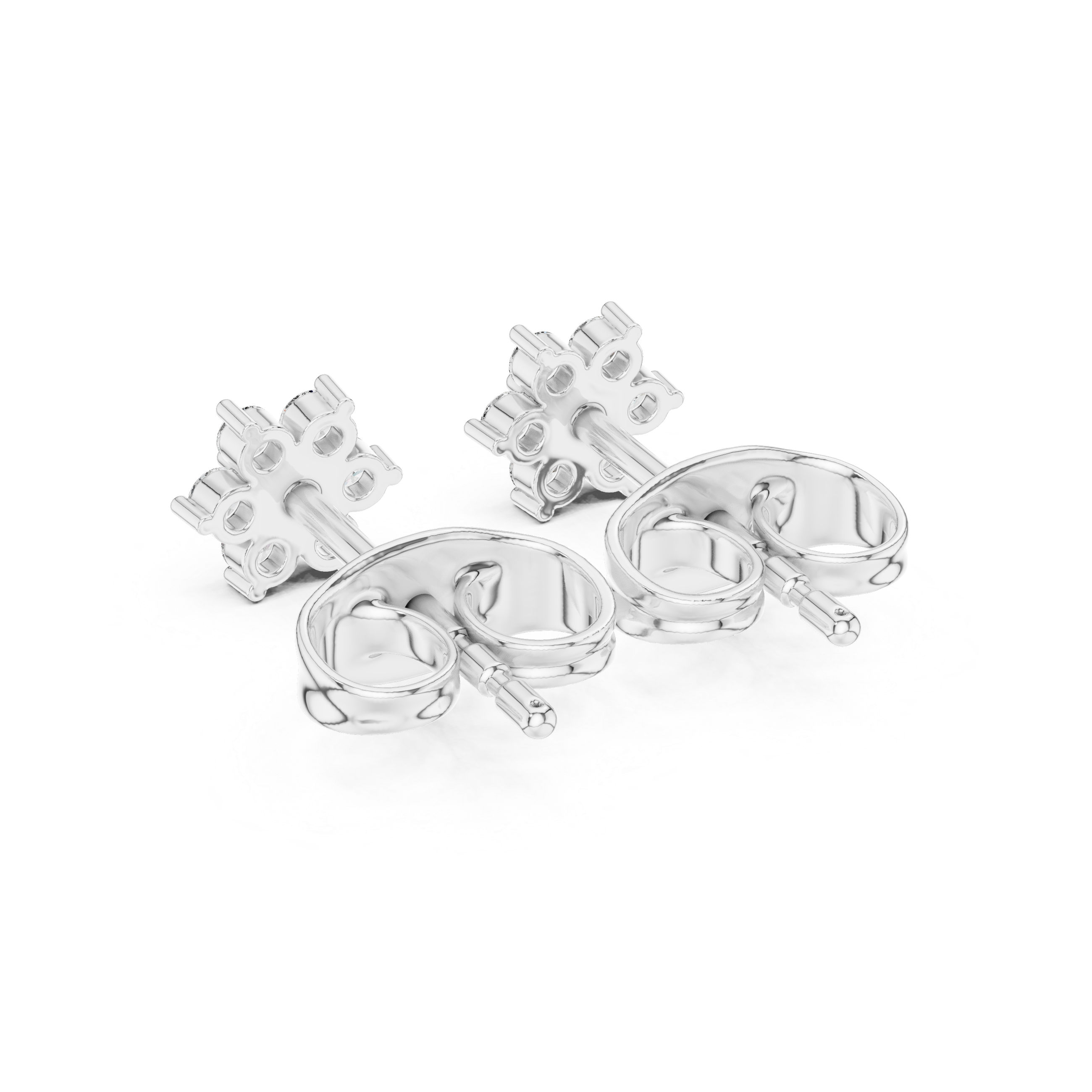 Round Diamond Floral Cluster Stud Earrings with Classic Bloom Design