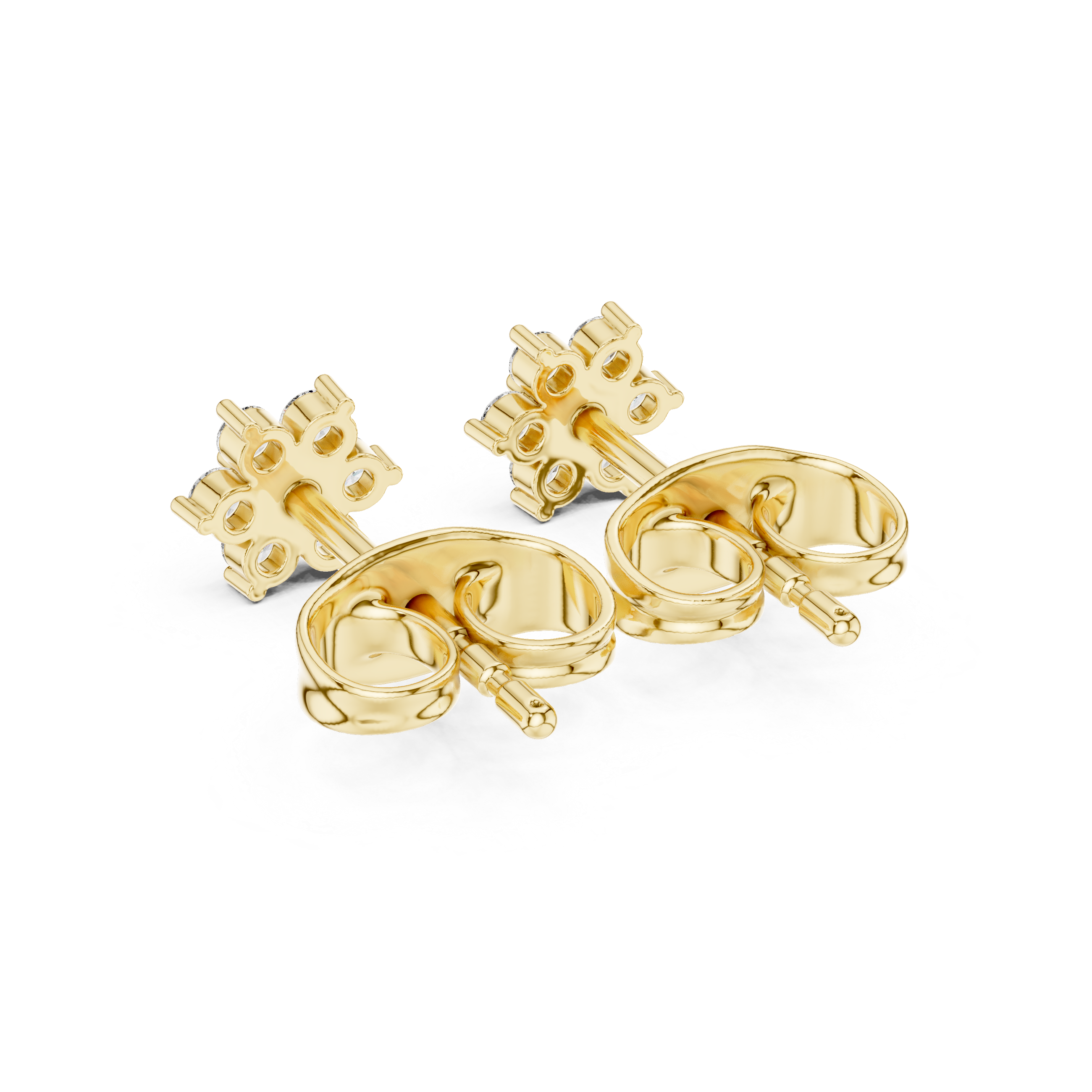 Round Diamond Floral Cluster Stud Earrings with Classic Bloom Design