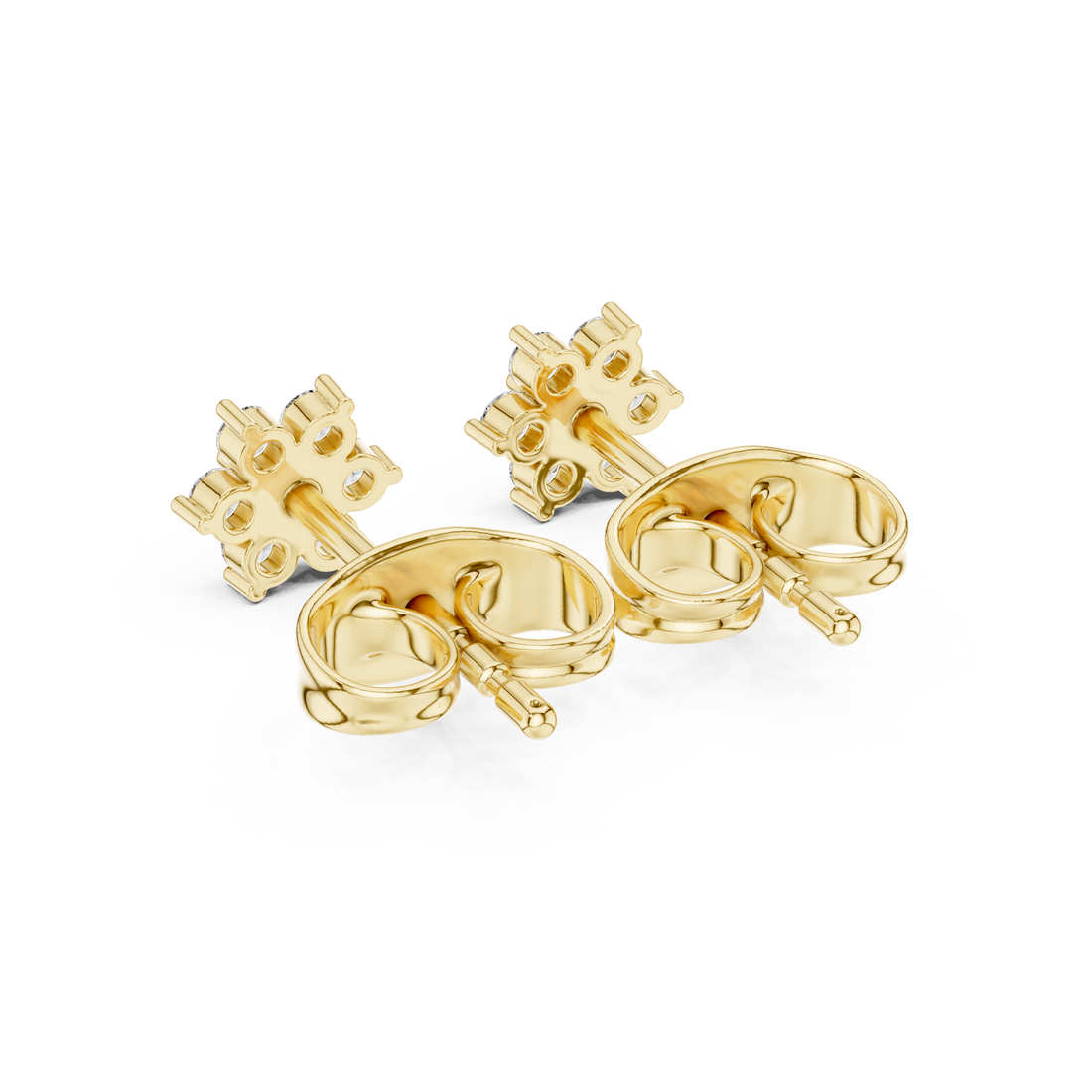 Round Diamond Floral Cluster Stud Earrings with Classic Bloom Design