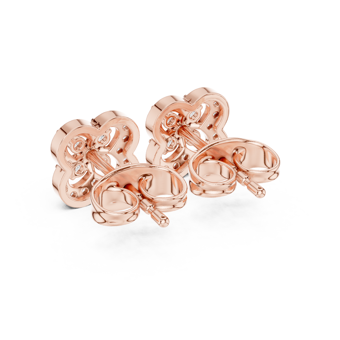 Round Brilliant Diamond Floral Cluster Halo Stud Earrings