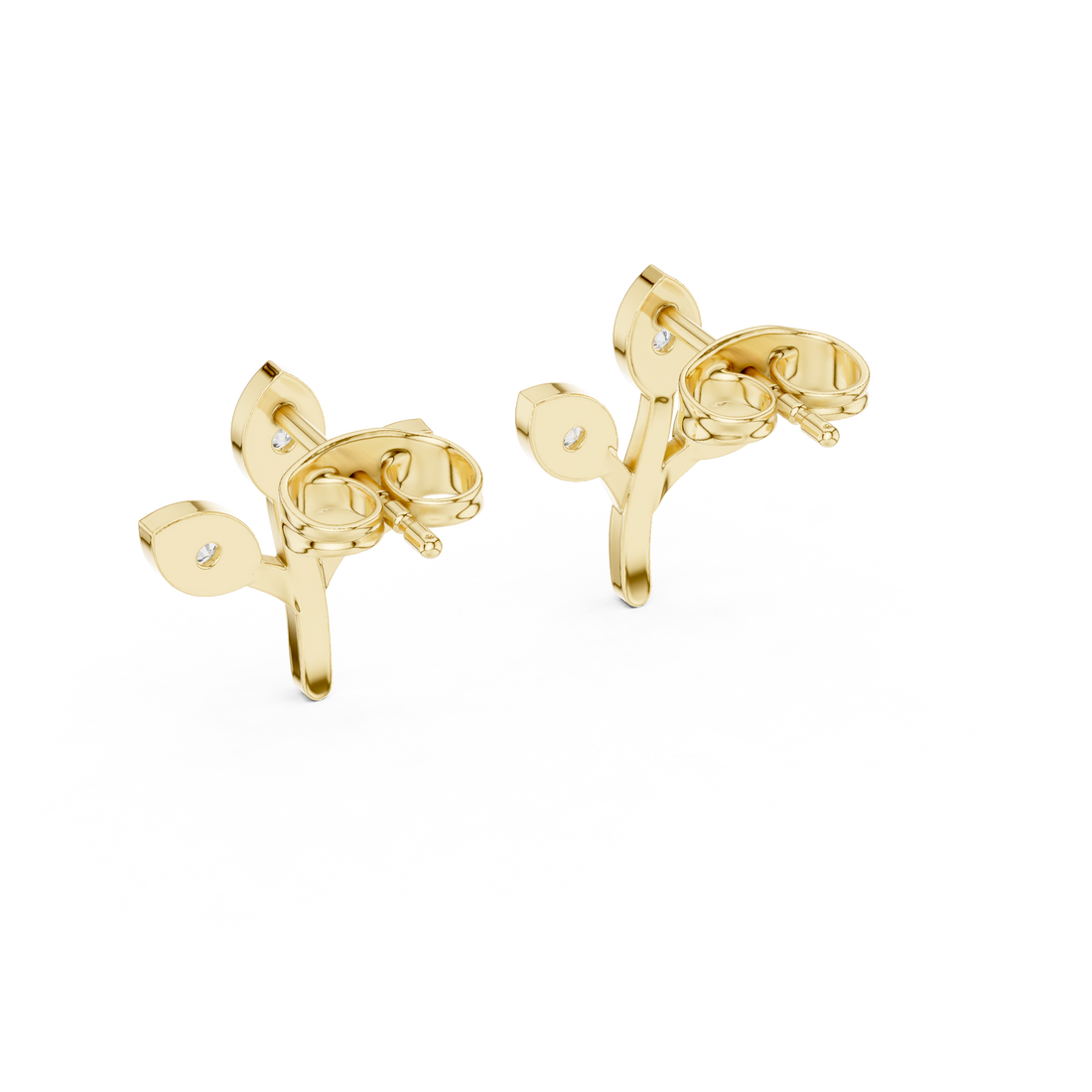 Round Cut Diamond Botanical Branch Stud Earrings