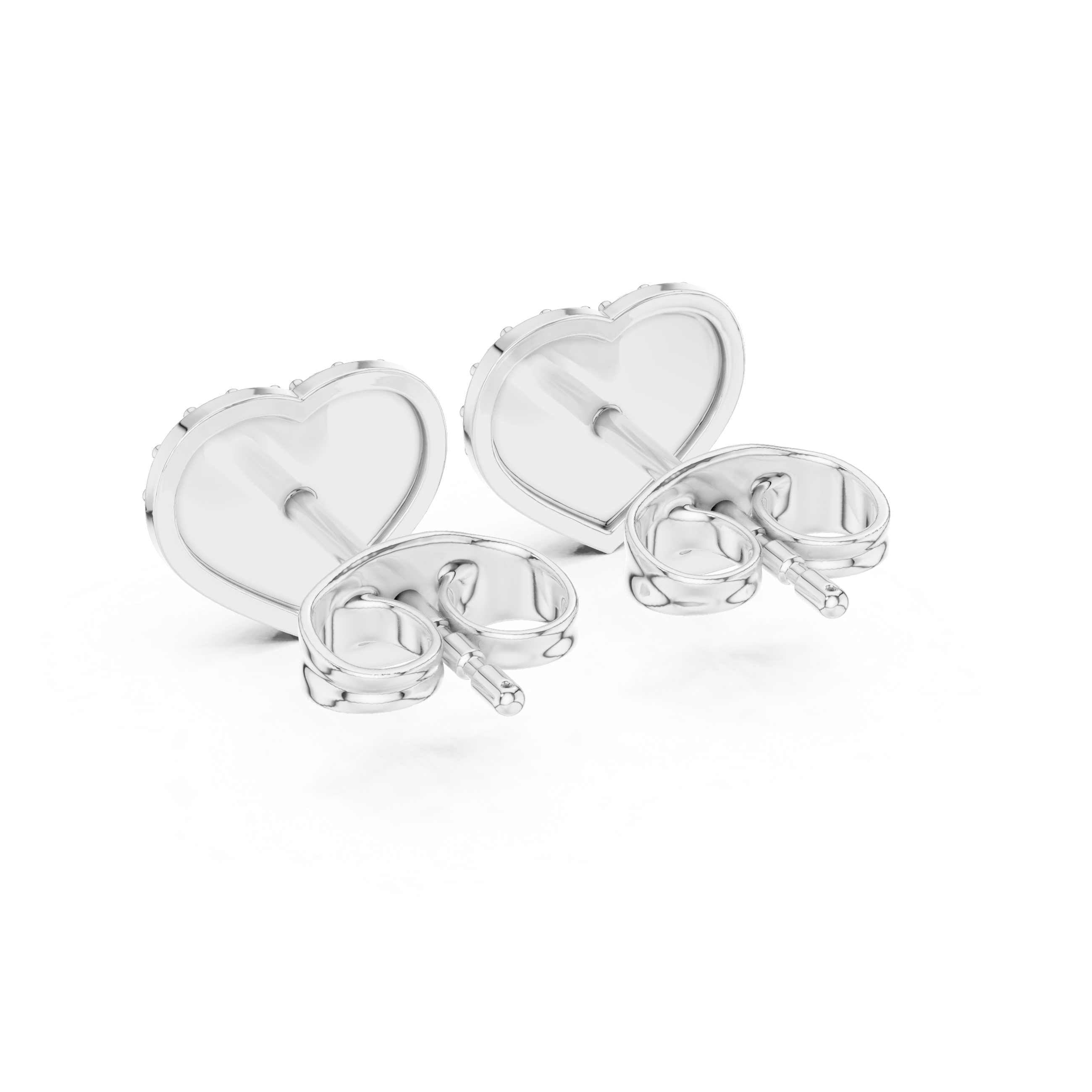 Round Cut Diamond Pavé Heart Stud Earrings