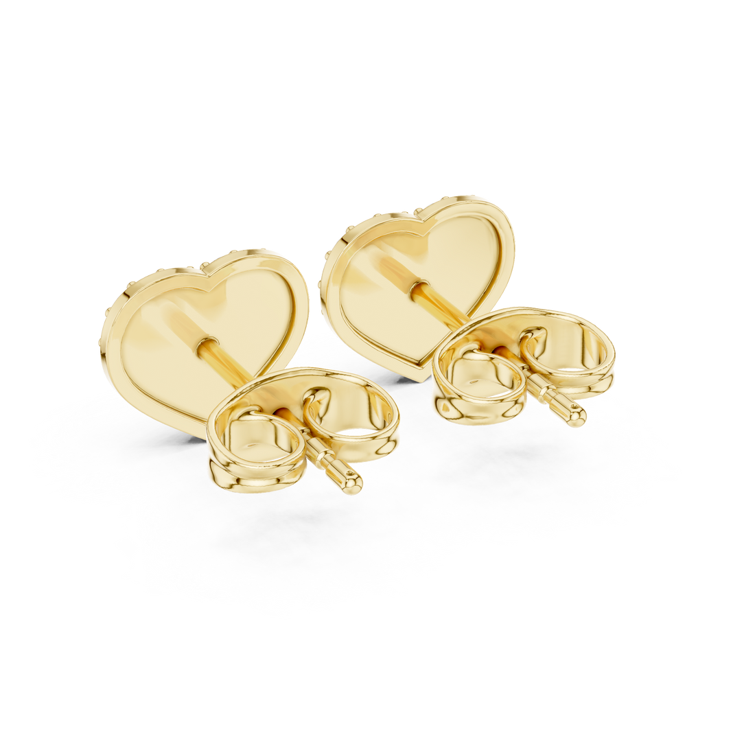 Round Cut Diamond Pavé Heart Stud Earrings