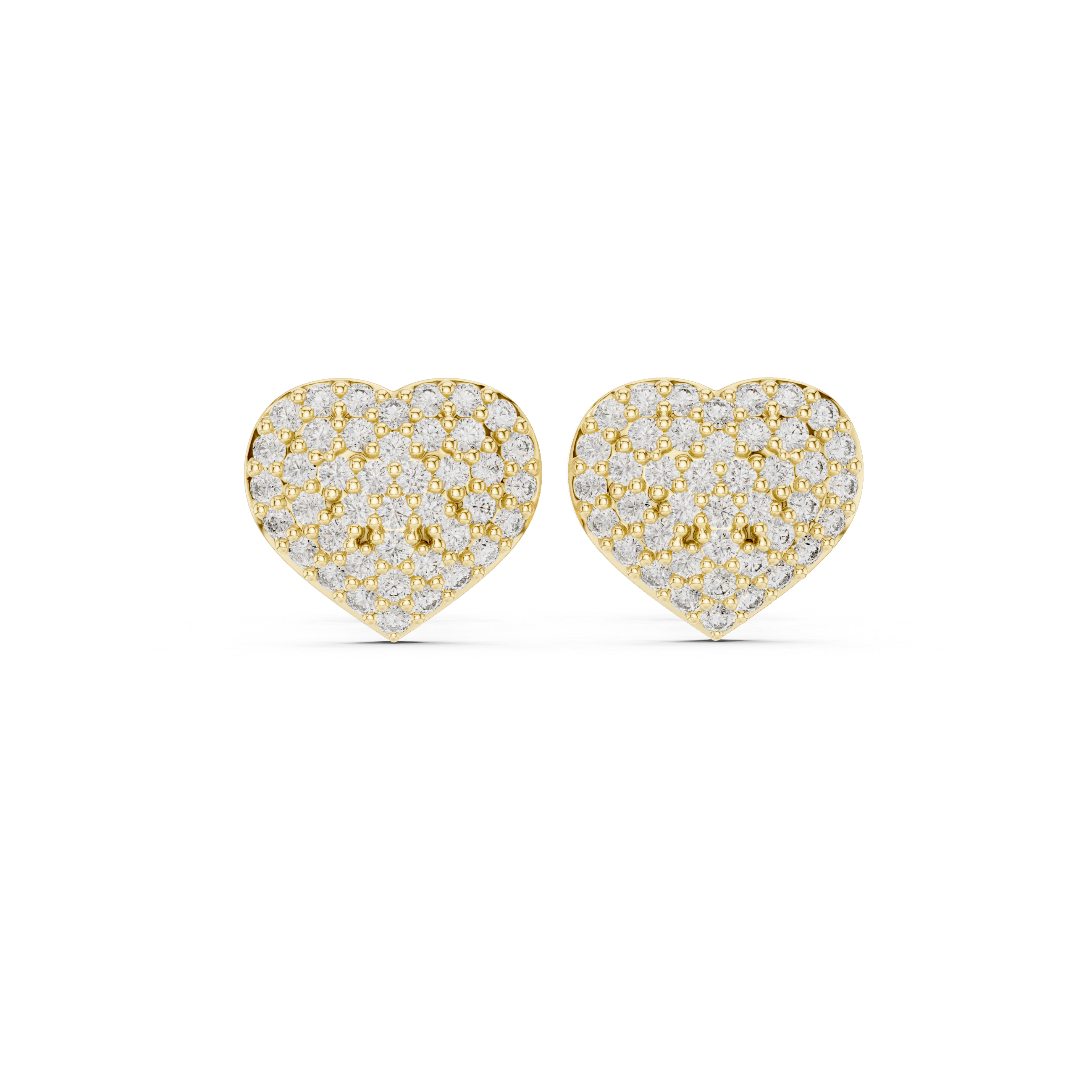 Round Cut Diamond Pavé Heart Stud Earrings
