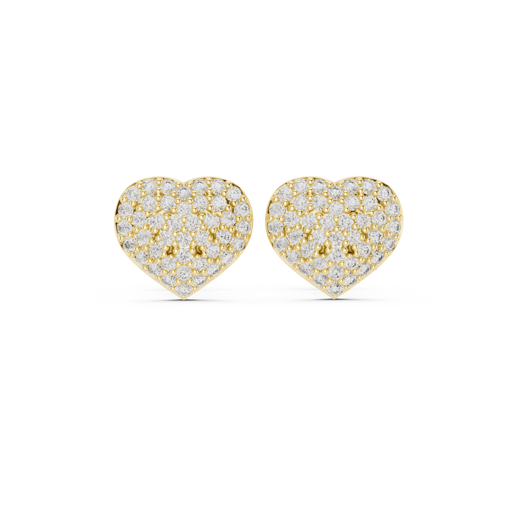Round Cut Diamond Pavé Heart Stud Earrings