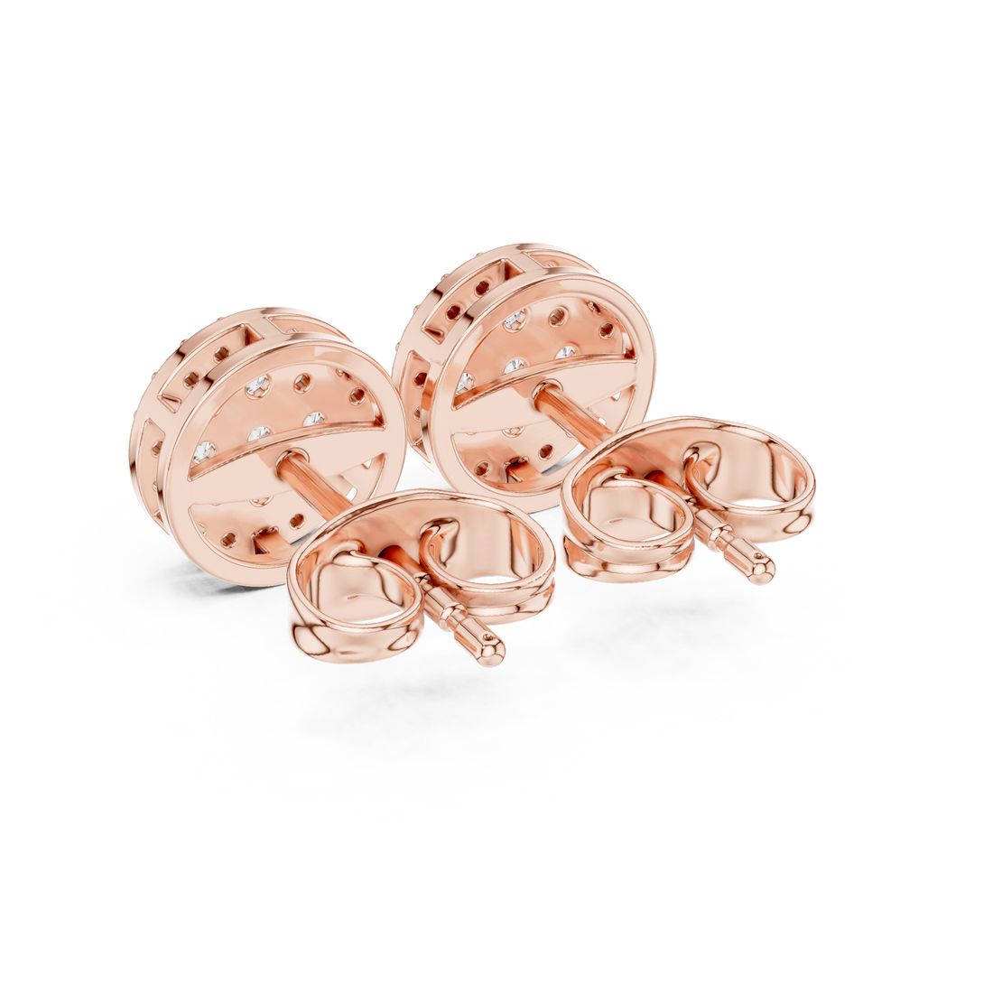 Round Cut Diamond Pavé Disc Stud Earrings