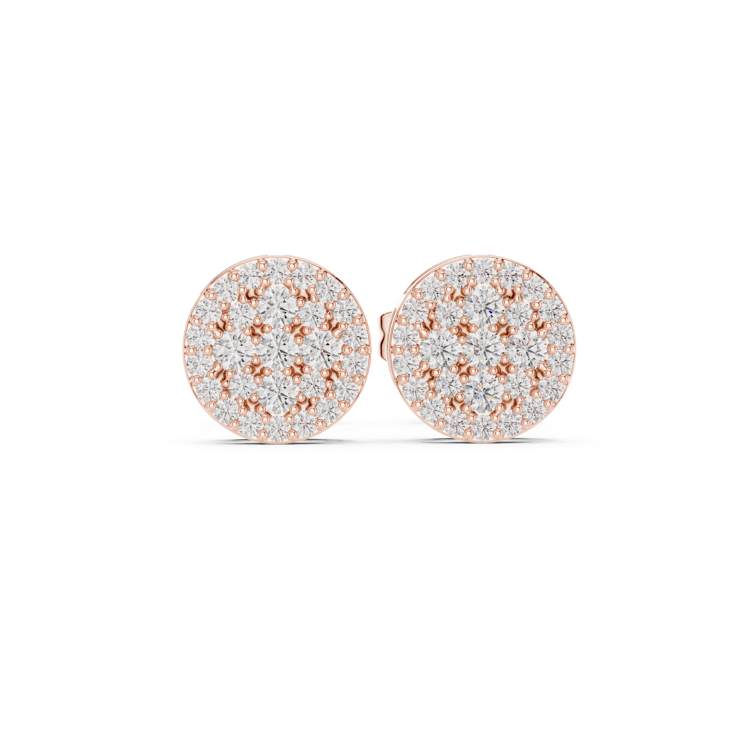 Round Cut Diamond Pavé Disc Stud Earrings
