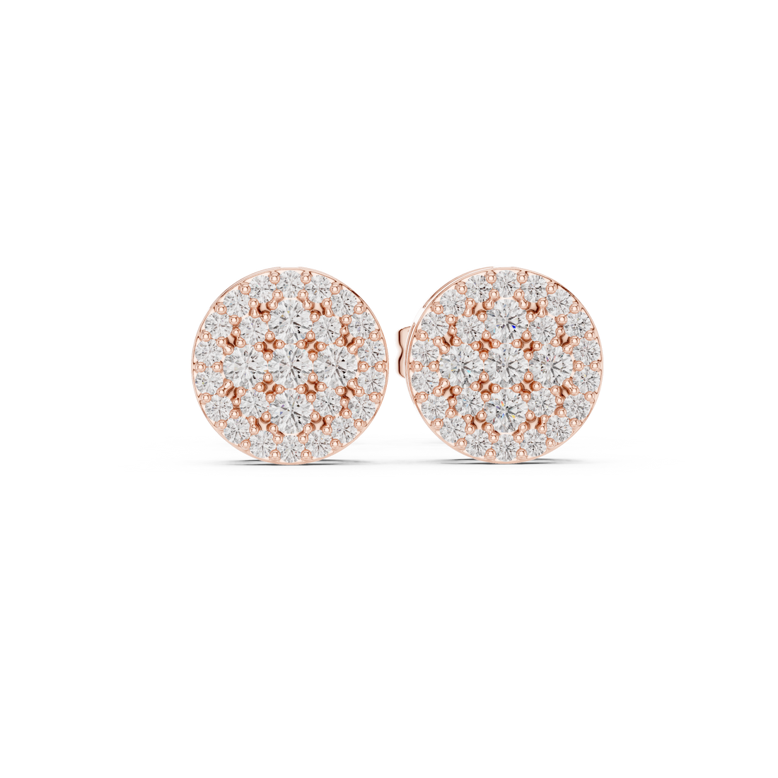 Round Cut Diamond Pavé Disc Stud Earrings