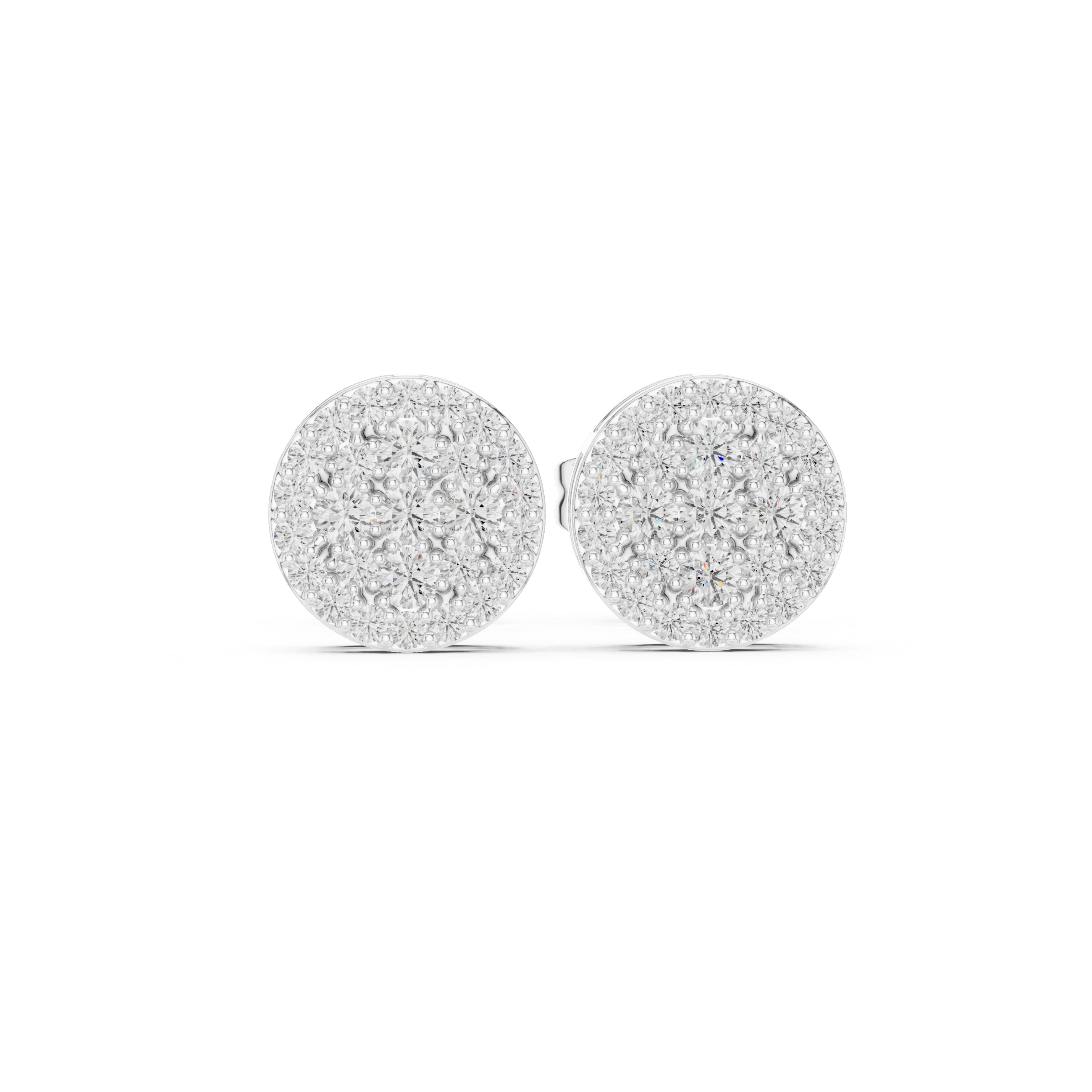 Round Cut Diamond Pavé Disc Stud Earrings
