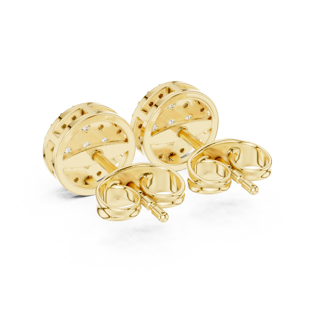 Round Cut Diamond Pavé Disc Stud Earrings