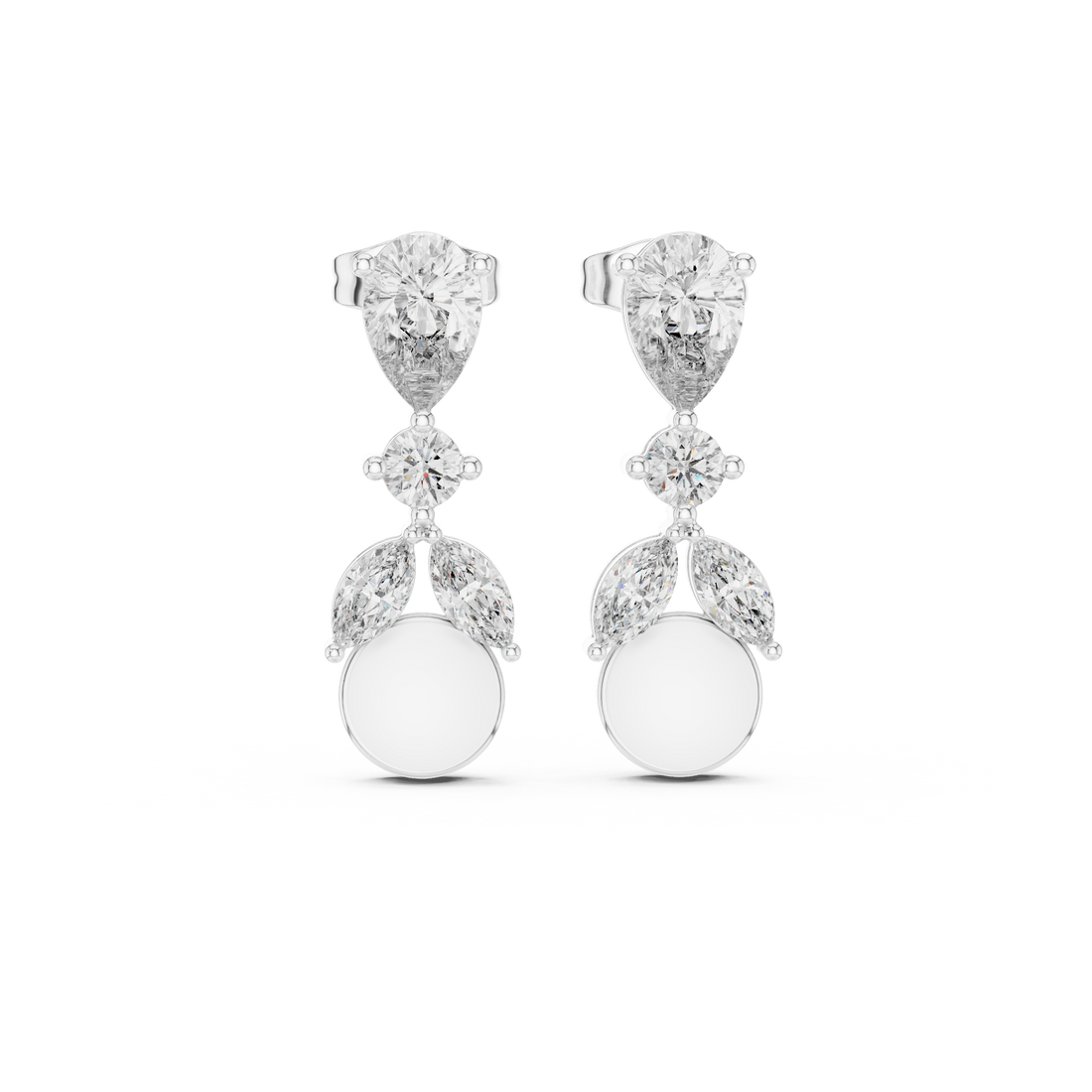 Fine jewelry pear round and marquise diamond drop earrings circular accent