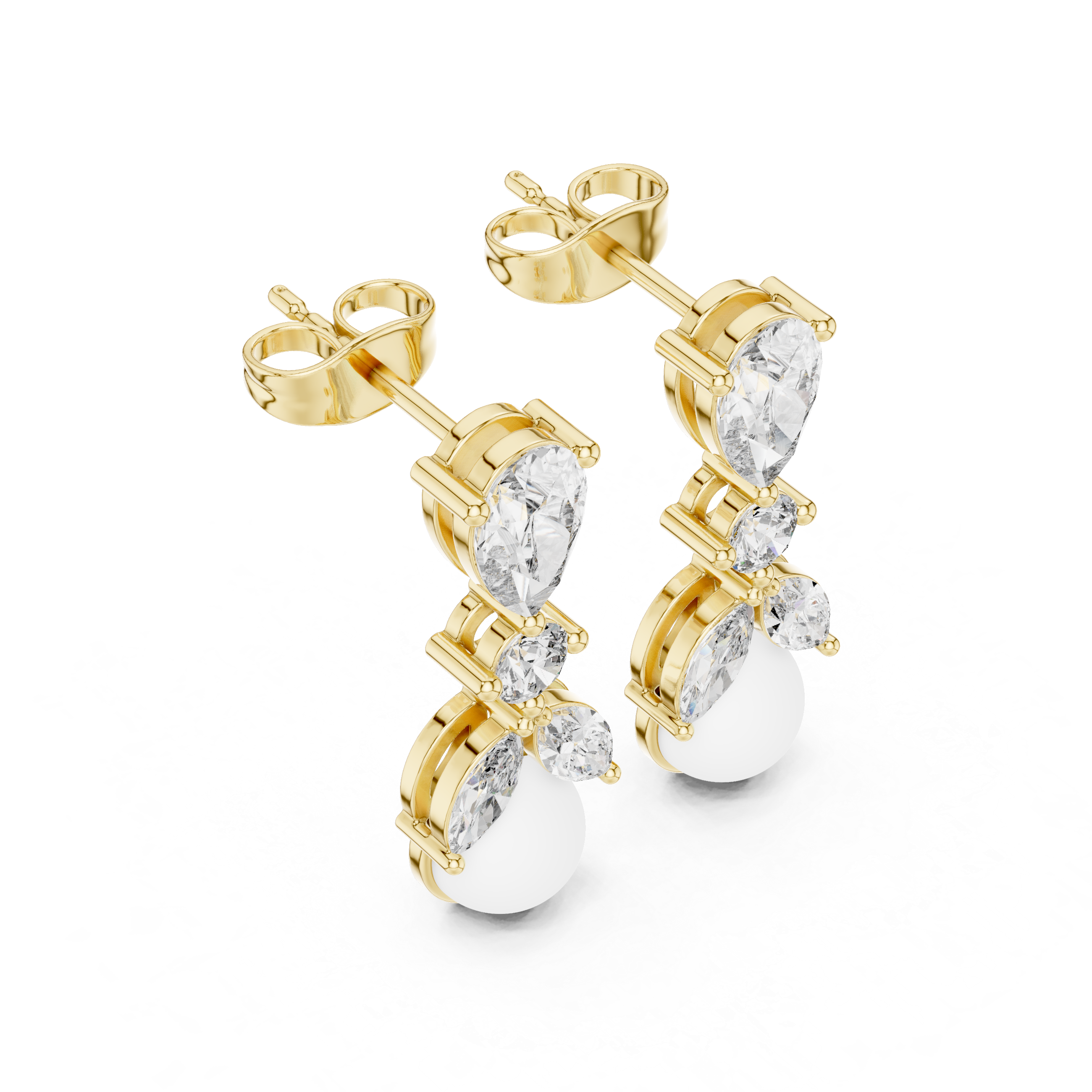 Brilliant pear round and marquise diamond drop earrings shine detail