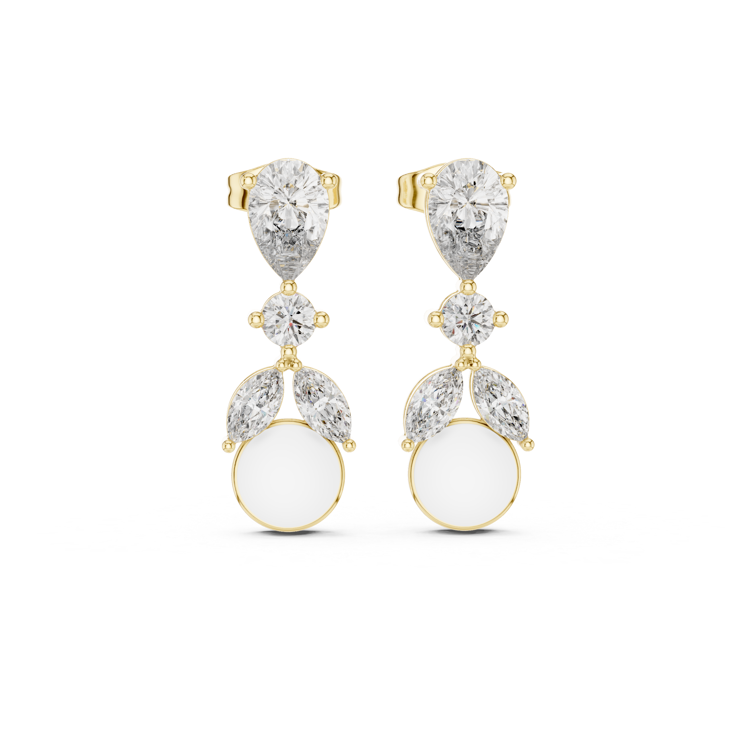 High shine pear round and marquise diamond drop earrings elegant style