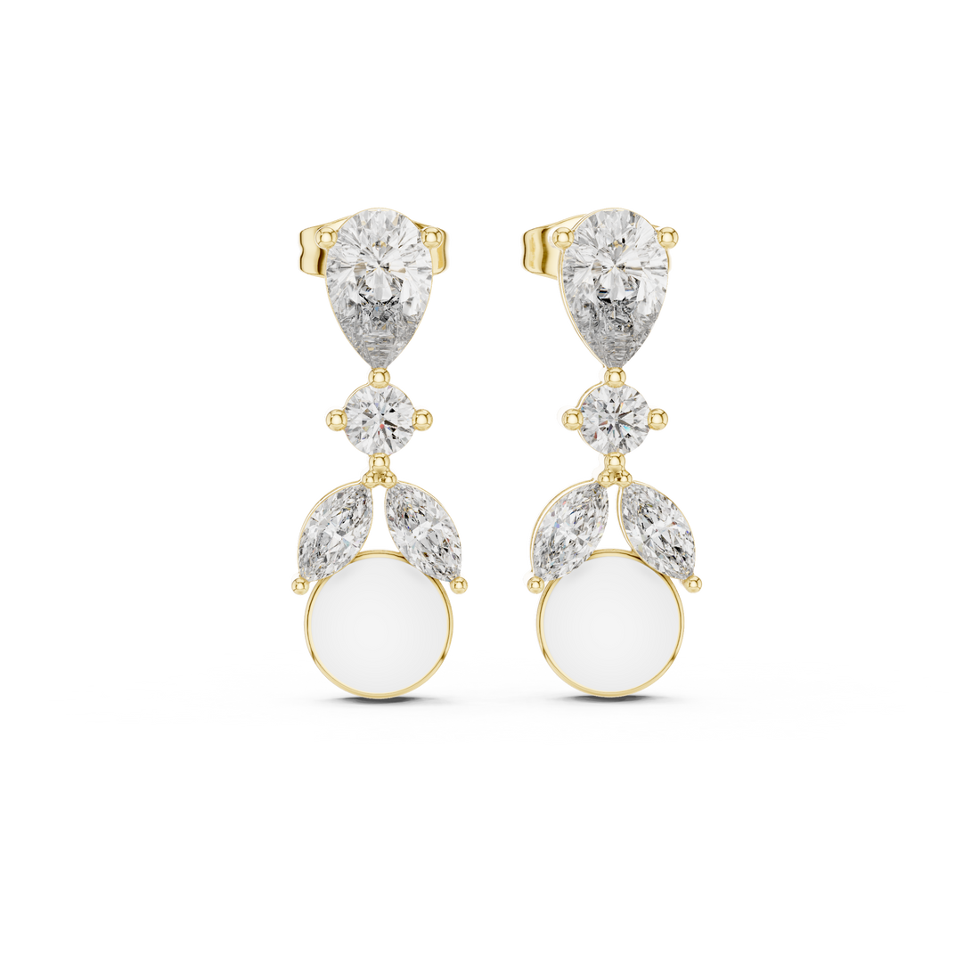 High shine pear round and marquise diamond drop earrings elegant style