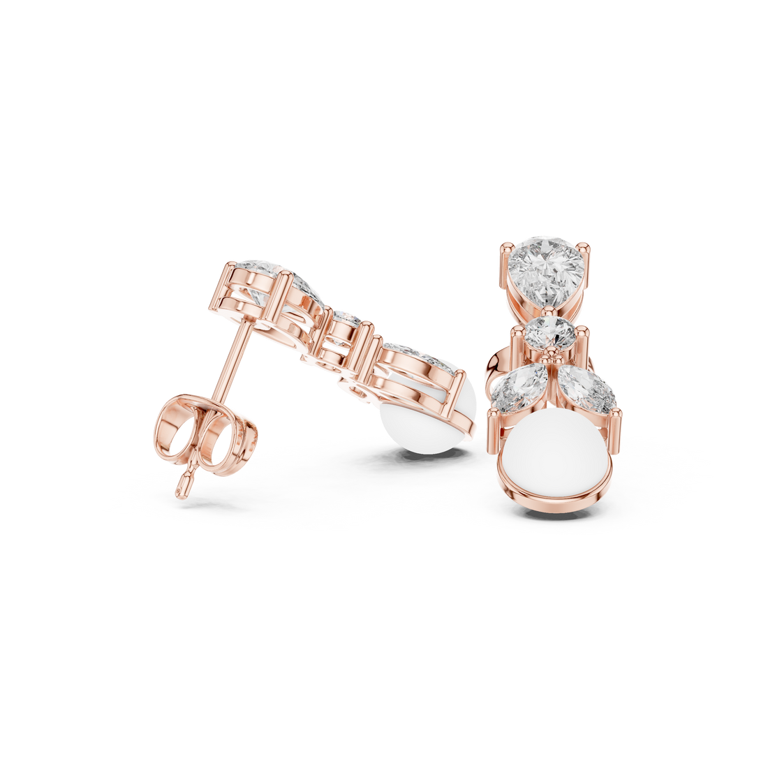 Timeless pear round and marquise diamond drop earrings circular accent