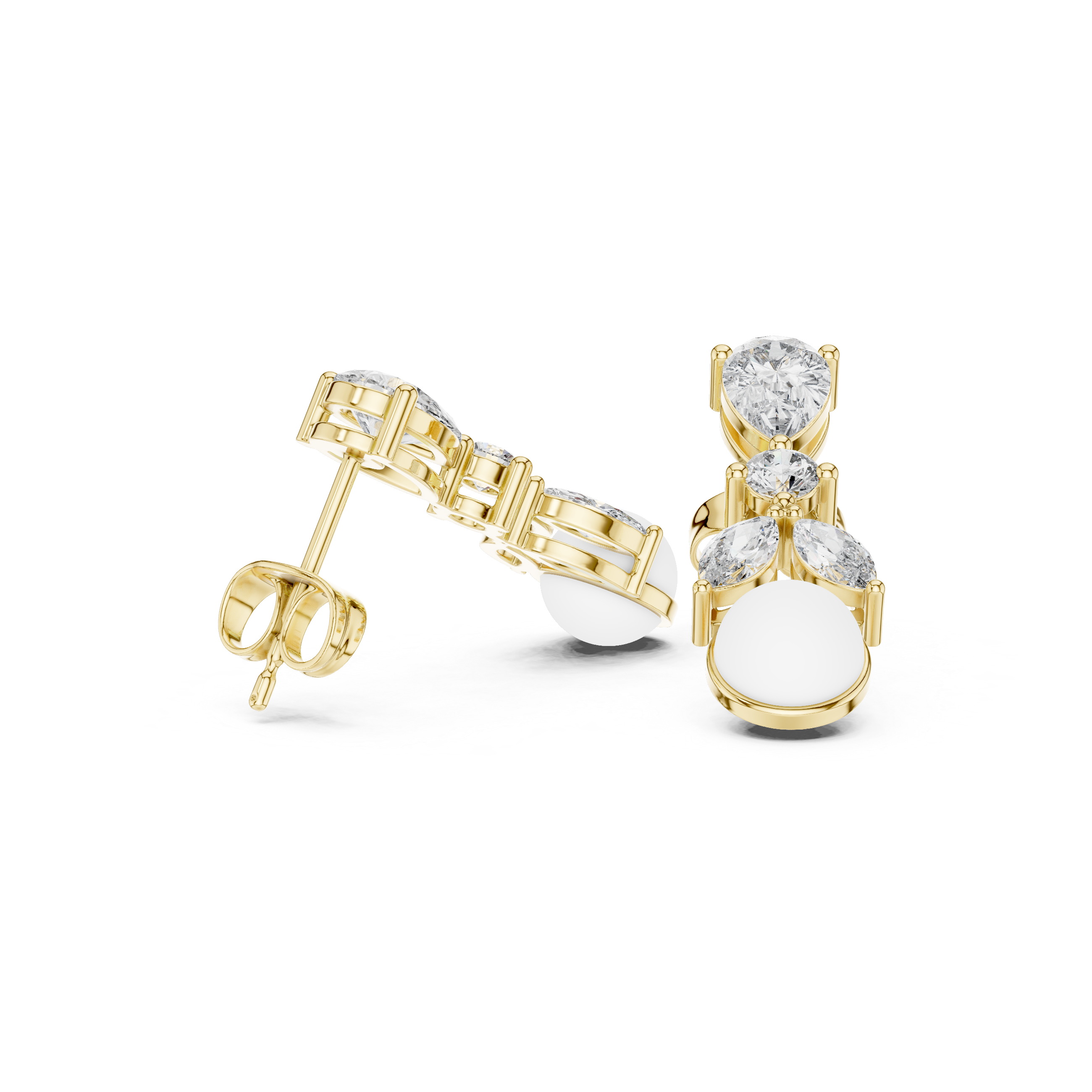 Premium pear round and marquise diamond drop earrings modern design