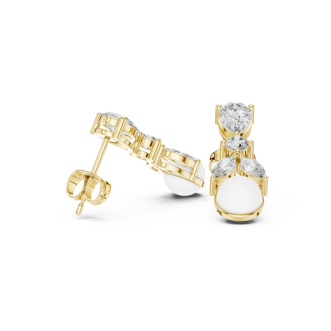 Premium pear round and marquise diamond drop earrings modern design