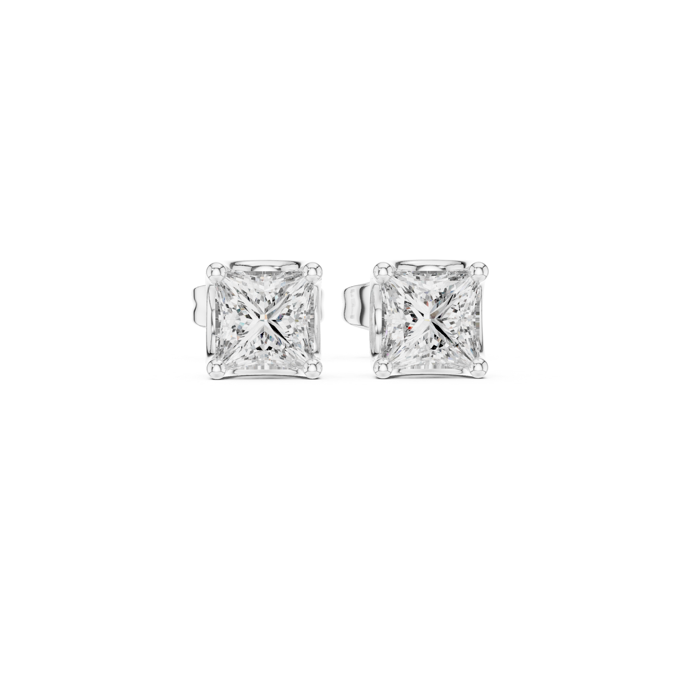 Fine jewelry princess cut diamond solitaire stud earrings