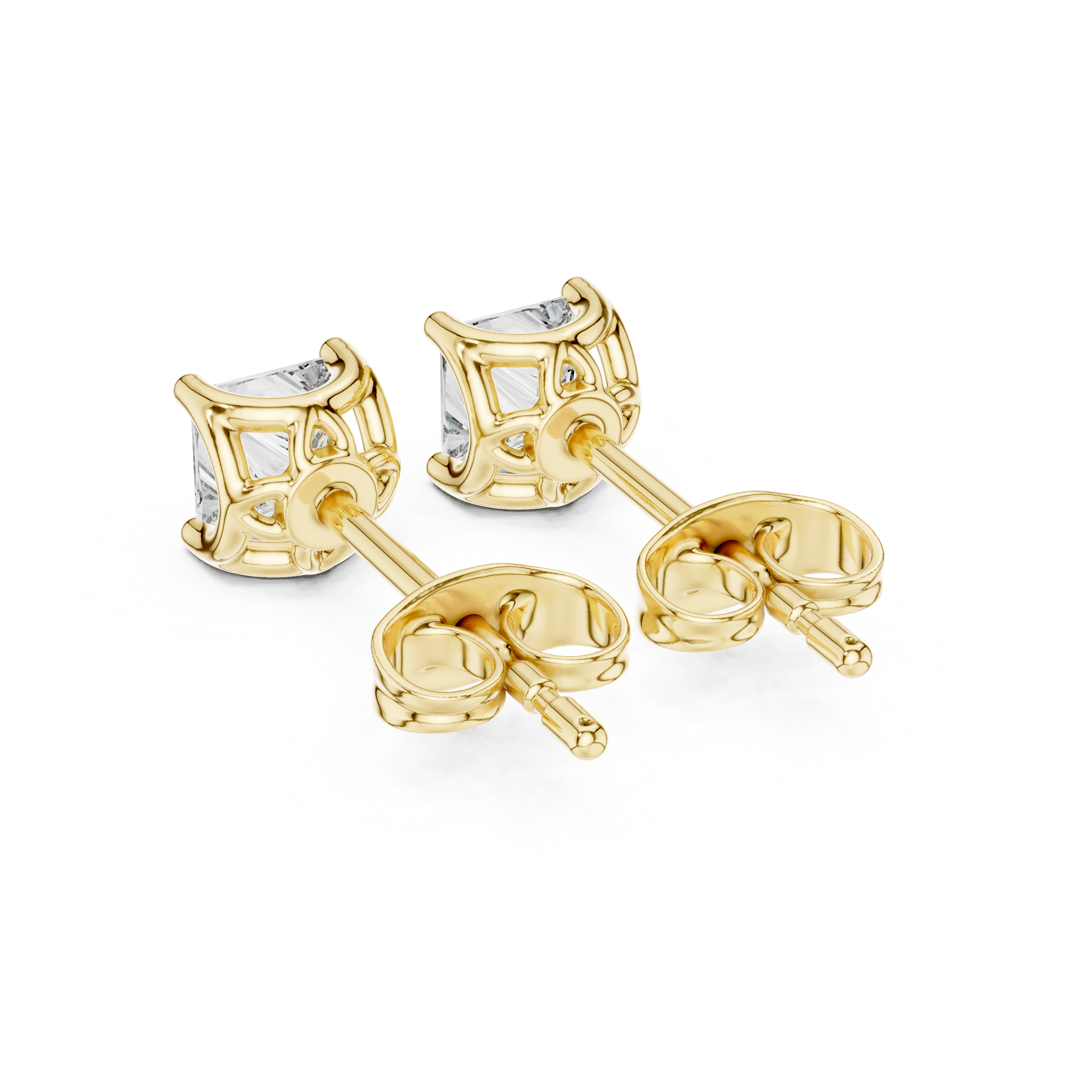 Princess cut diamond classic solitaire stud earrings minimalist style
