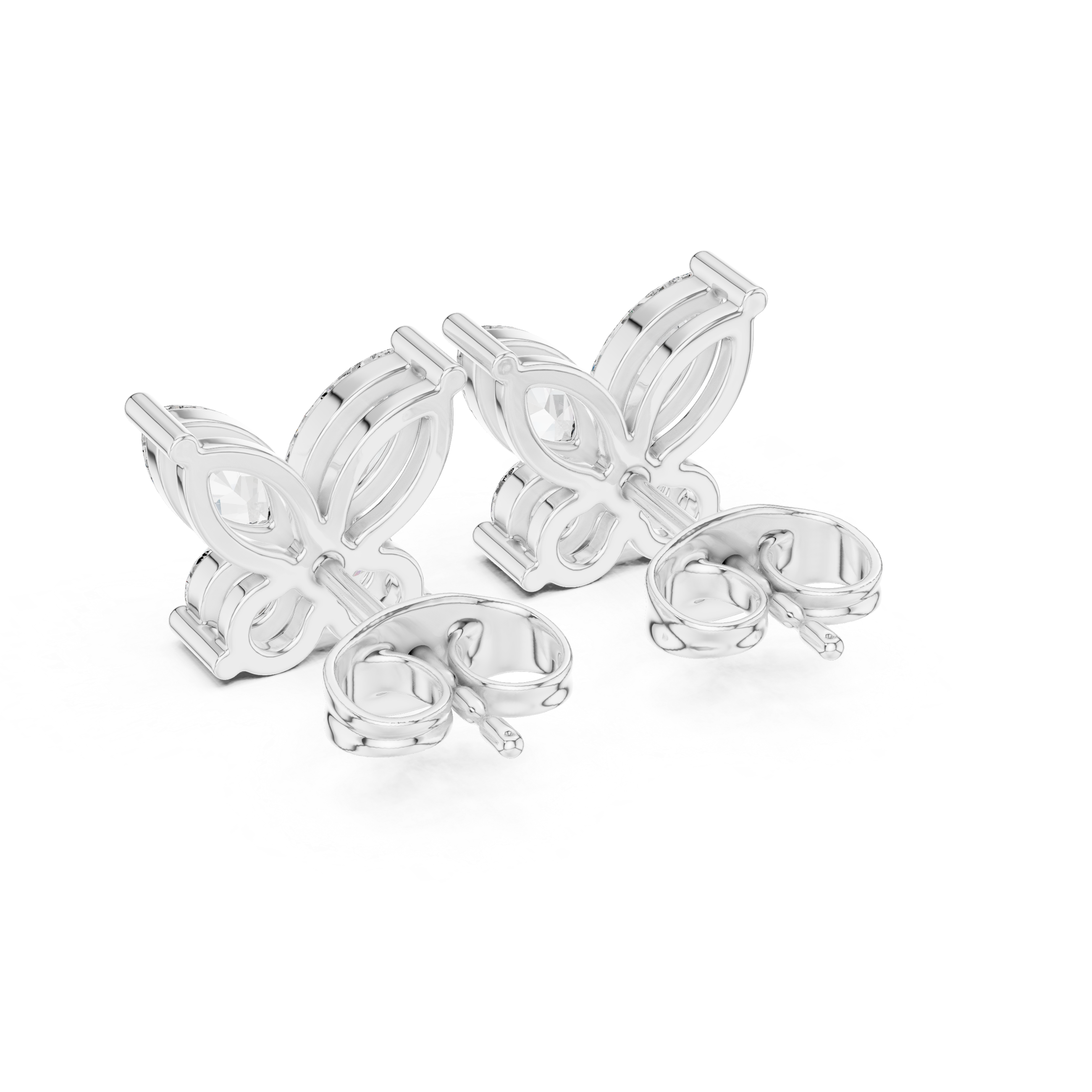 Luxury marquise and round diamond butterfly cluster earrings for women