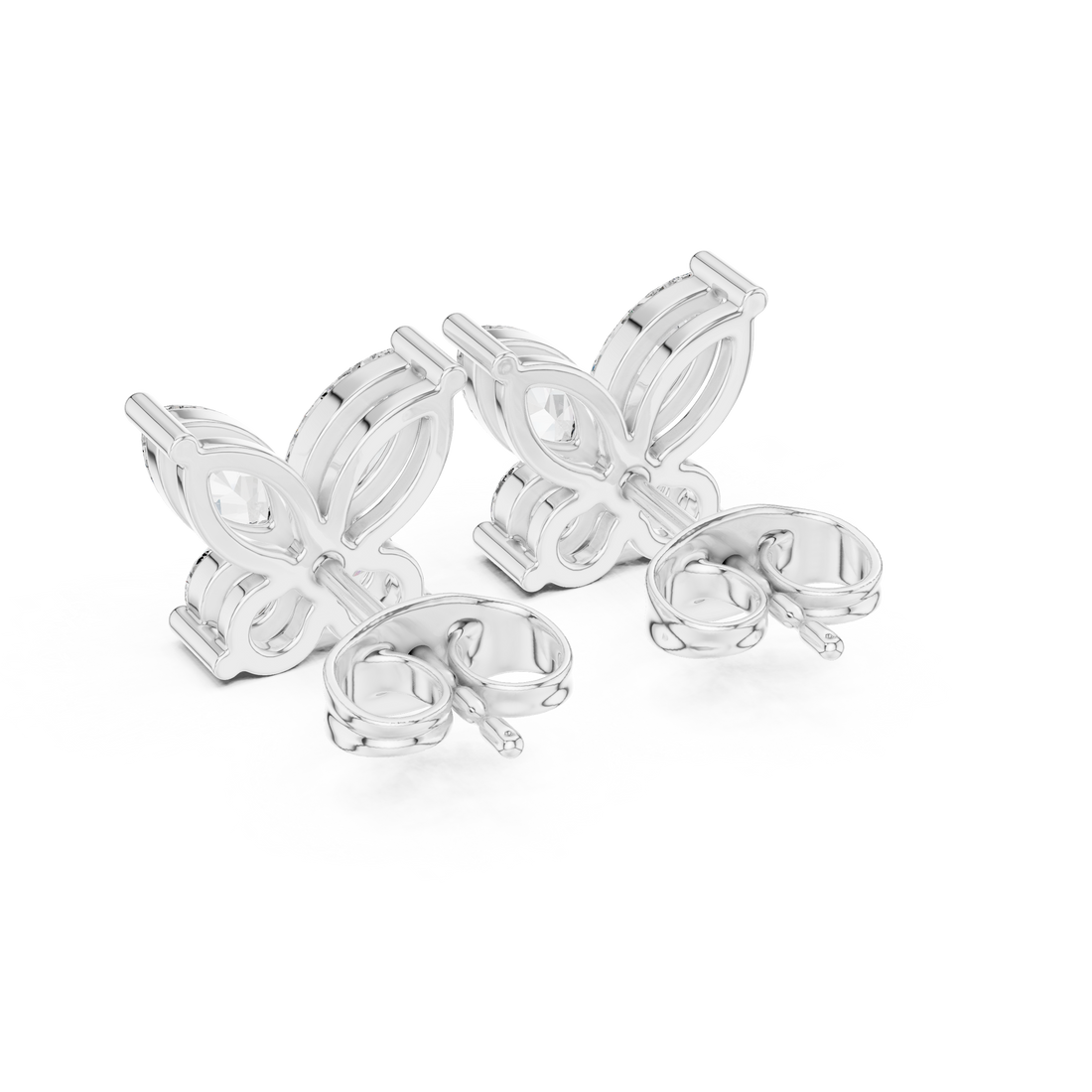 Luxury marquise and round diamond butterfly cluster earrings for women