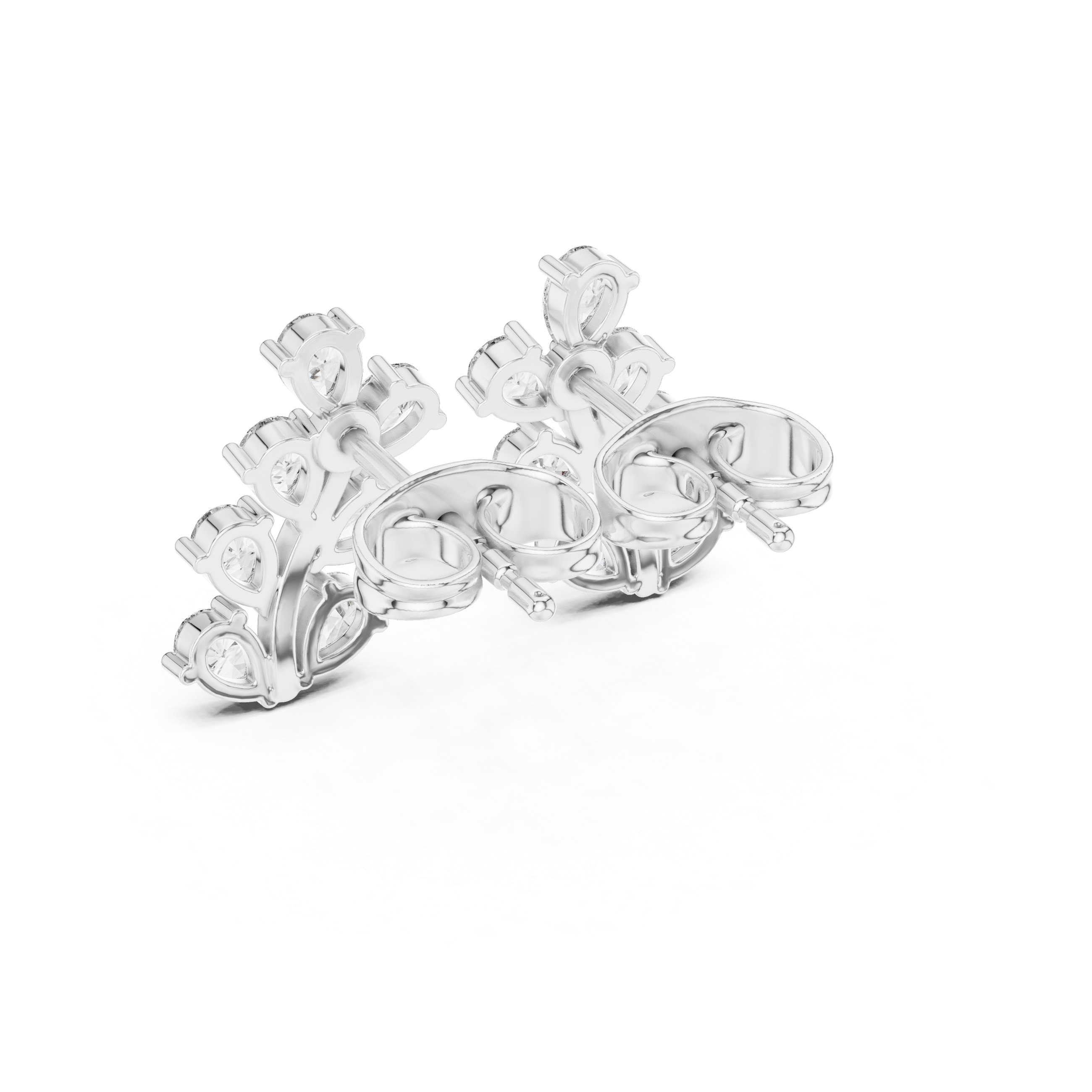 Luxury pear cut diamond leaf cluster earrings for women
