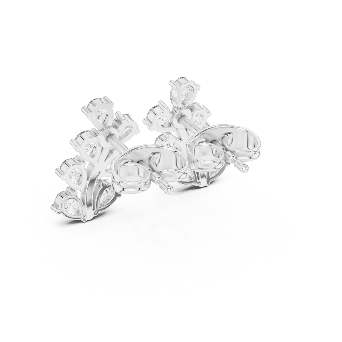 Luxury pear cut diamond leaf cluster earrings for women