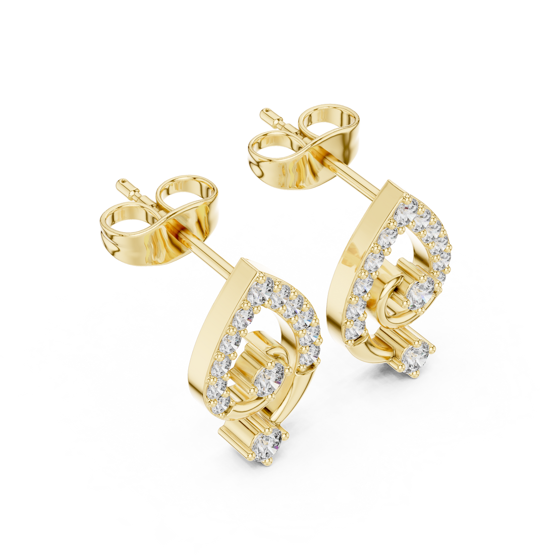 Brilliant round diamond teardrop swirl cluster earrings shine detail