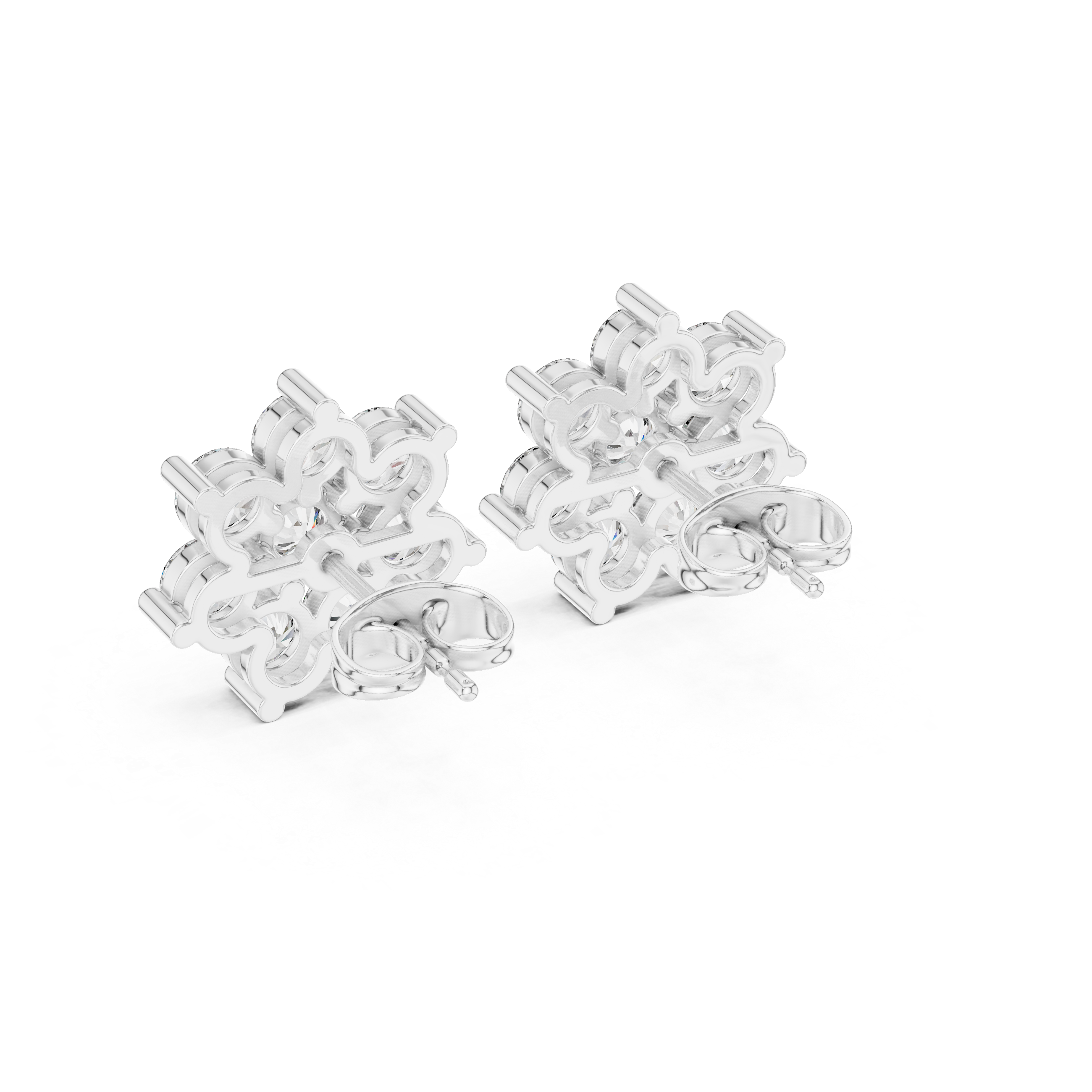 Luxury round cut diamond floral earrings for women