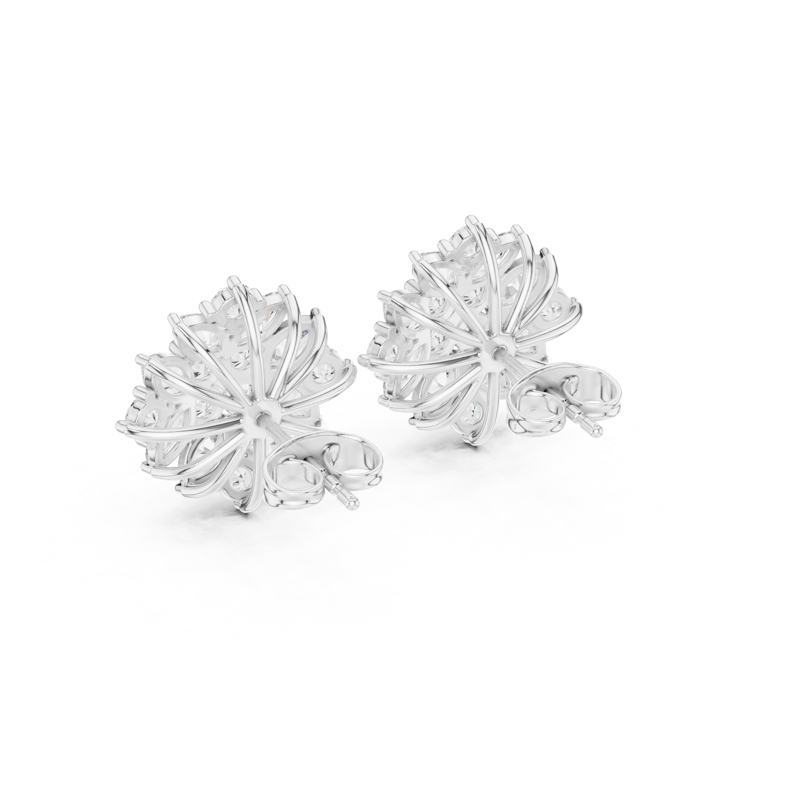 Luxury marquise and round cut diamond floral earrings for women