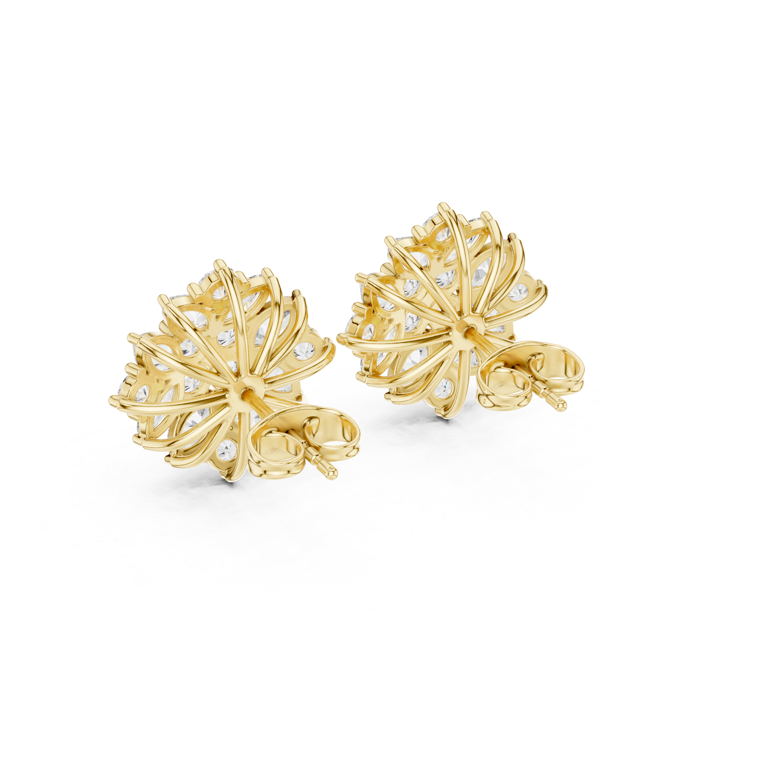 Marquise and round diamond floral cluster earrings flower inspired style