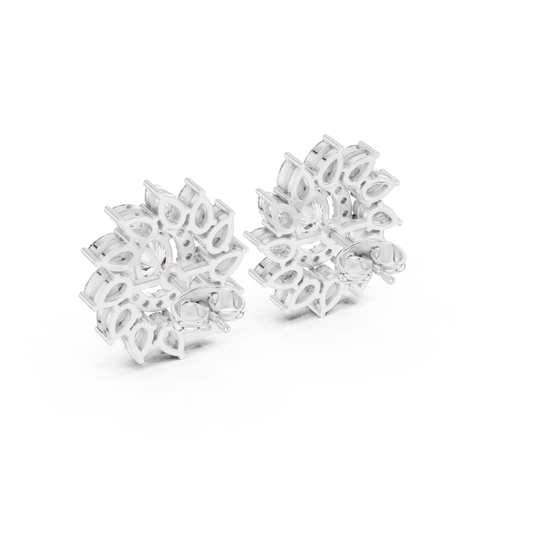 Luxury oval and marquise diamond floral halo earrings for women