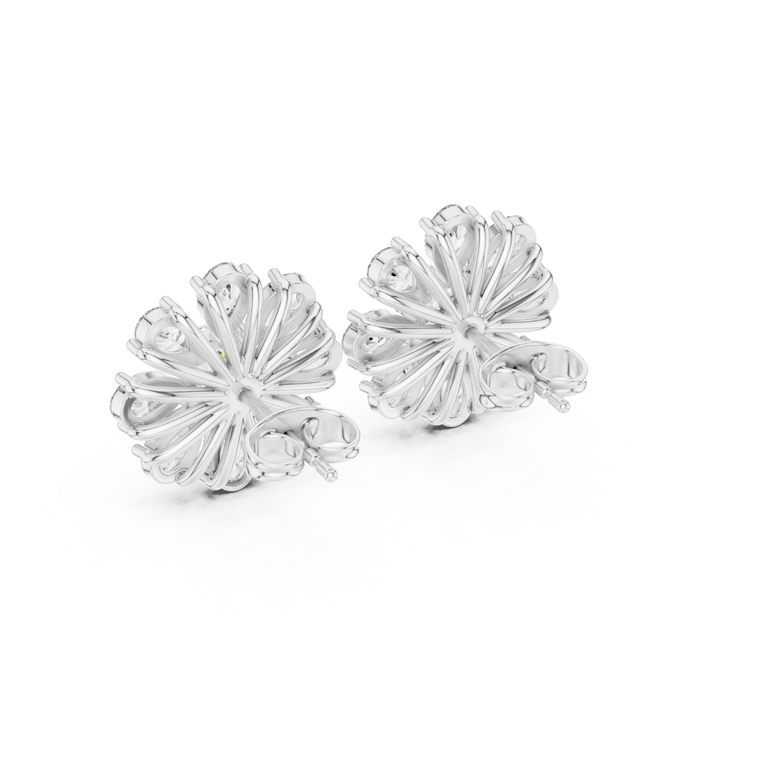 Luxury pear and cushion diamond floral earrings for women