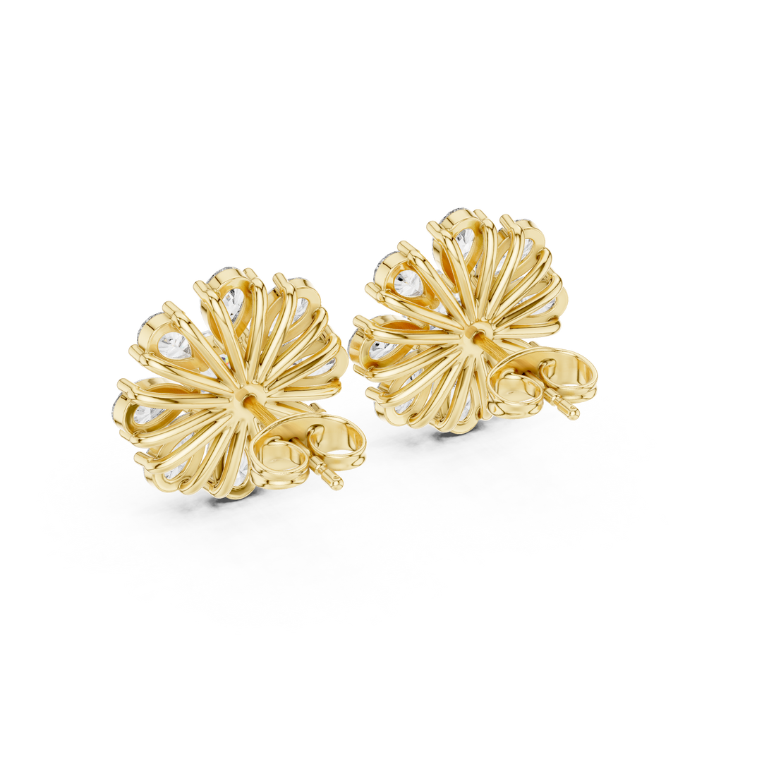 Pear and cushion diamond floral cluster earrings flower inspired style