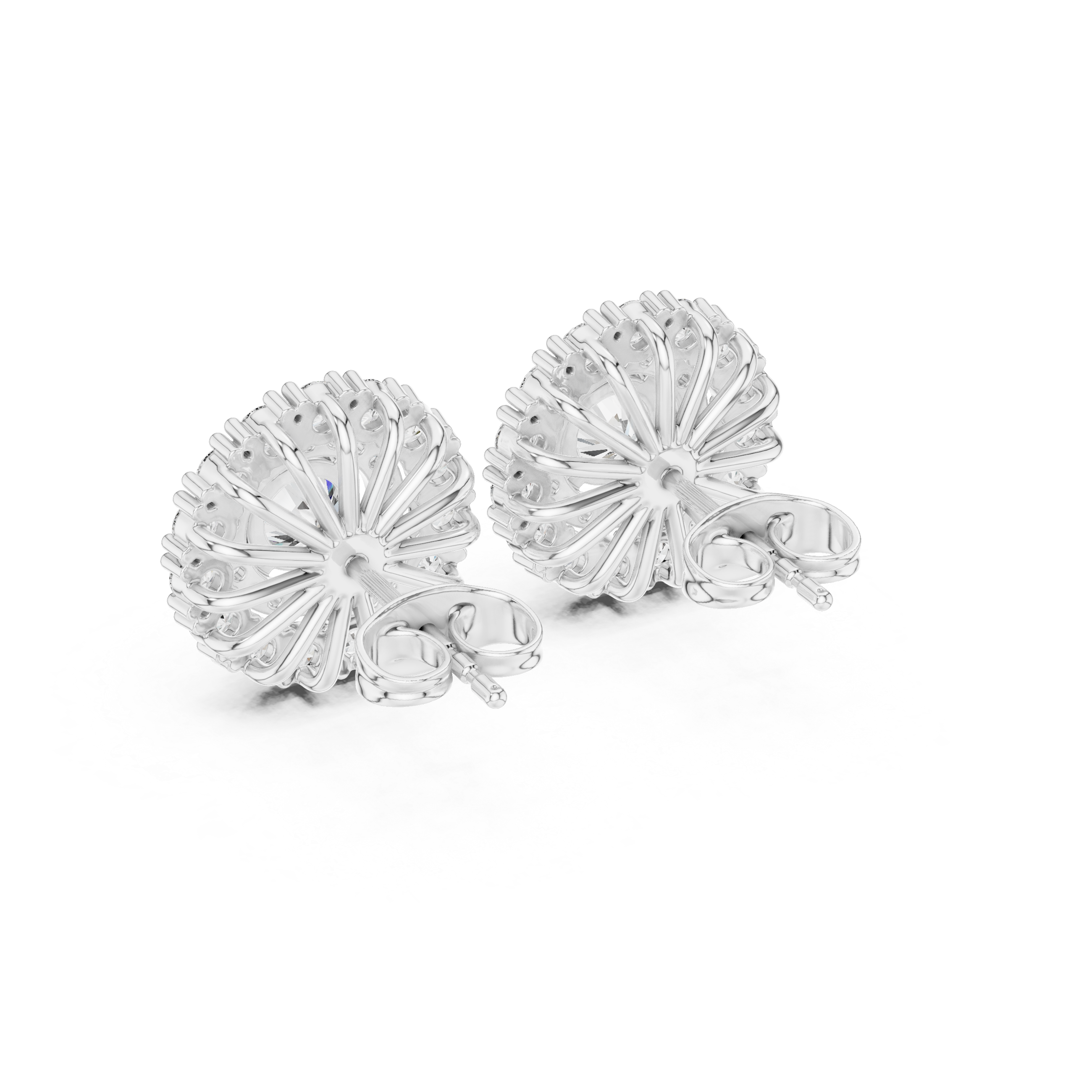 Luxury round cut diamond double halo stud earrings for women