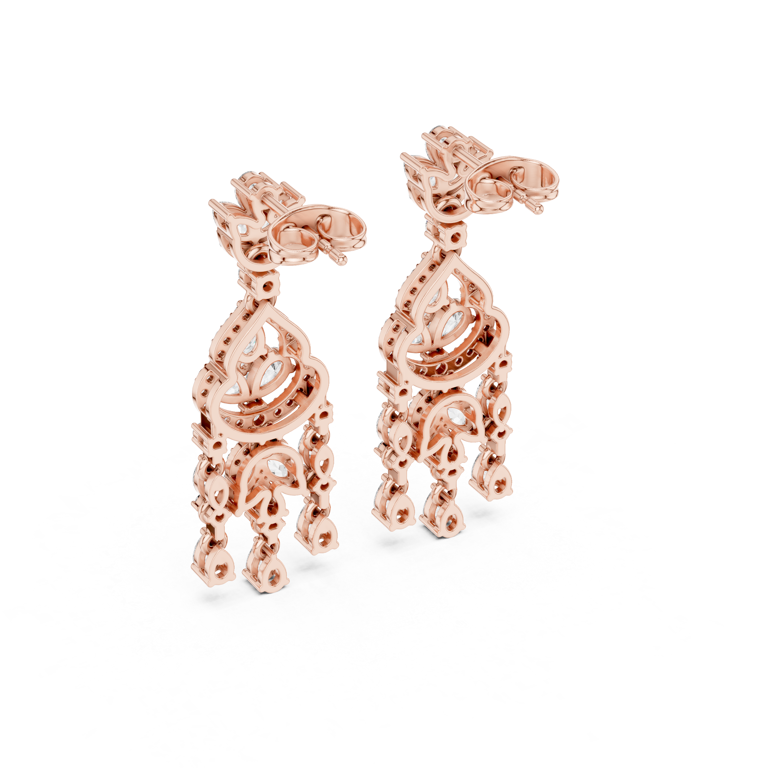 Elegant pear and marquise diamond chandelier earrings cascading design