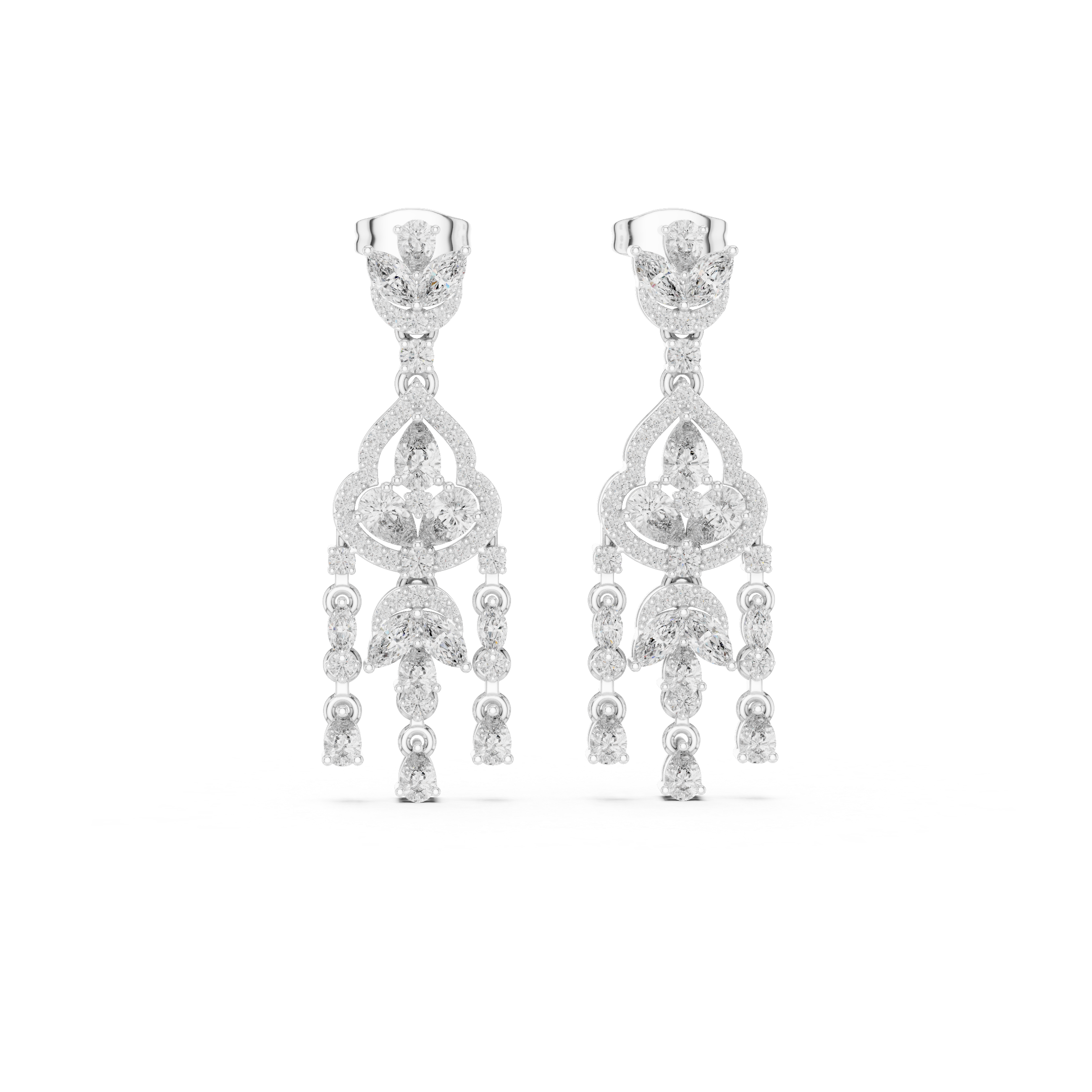 Fine jewelry pear and marquise diamond chandelier drop earrings