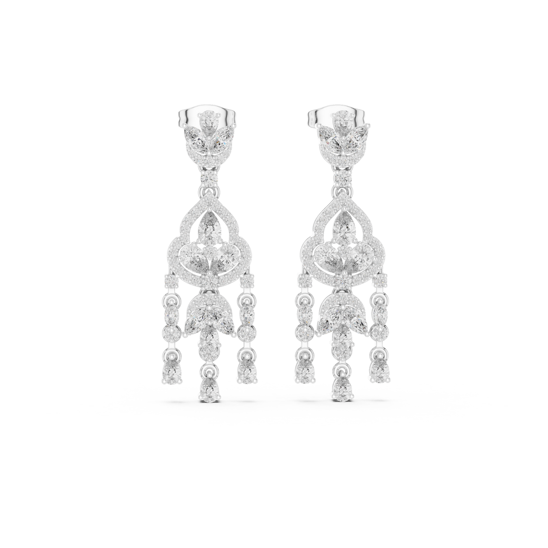 Fine jewelry pear and marquise diamond chandelier drop earrings