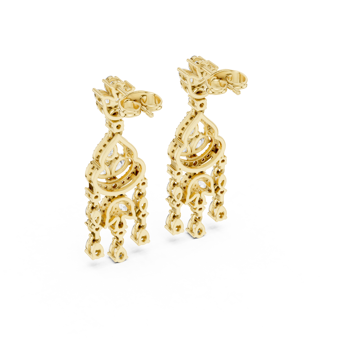 Pear and marquise diamond chandelier drop earrings elegant style