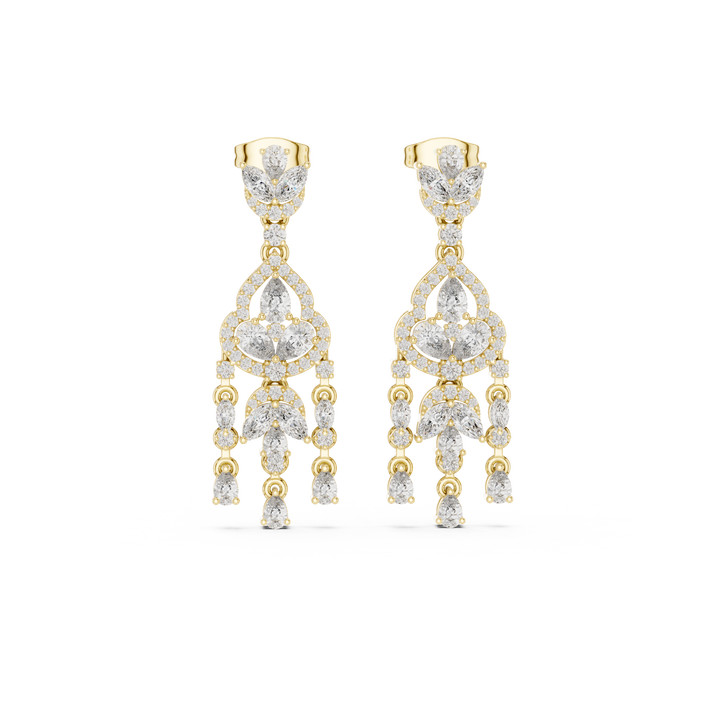 High shine pear and marquise diamond chandelier drop earrings
