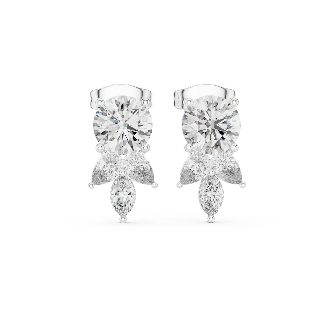 Fine jewelry round pear and marquise cut diamond drop stud earrings