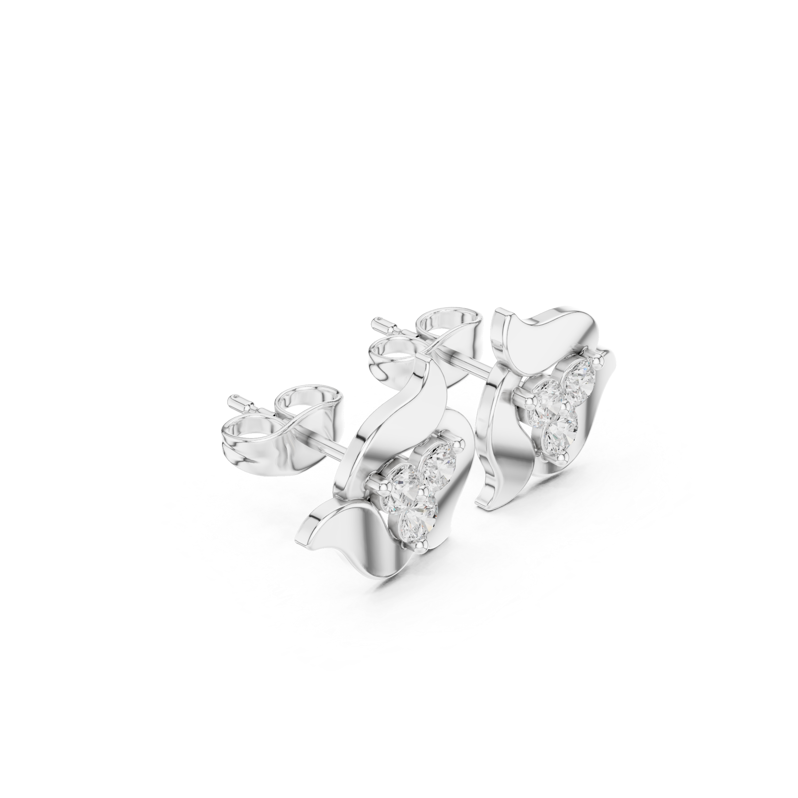 Luxury round diamond trio floral abstract earrings for women