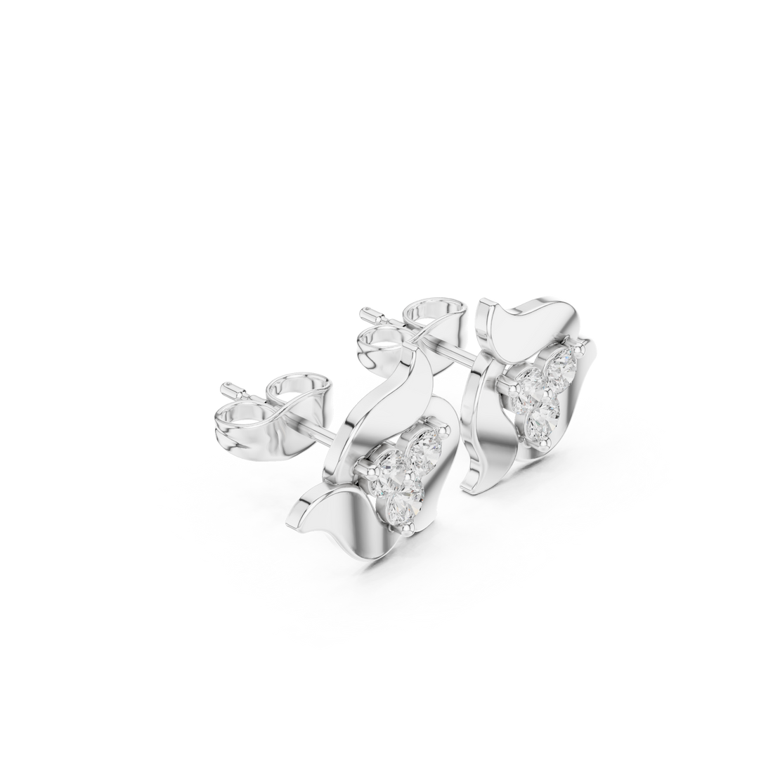 Luxury round diamond trio floral abstract earrings for women