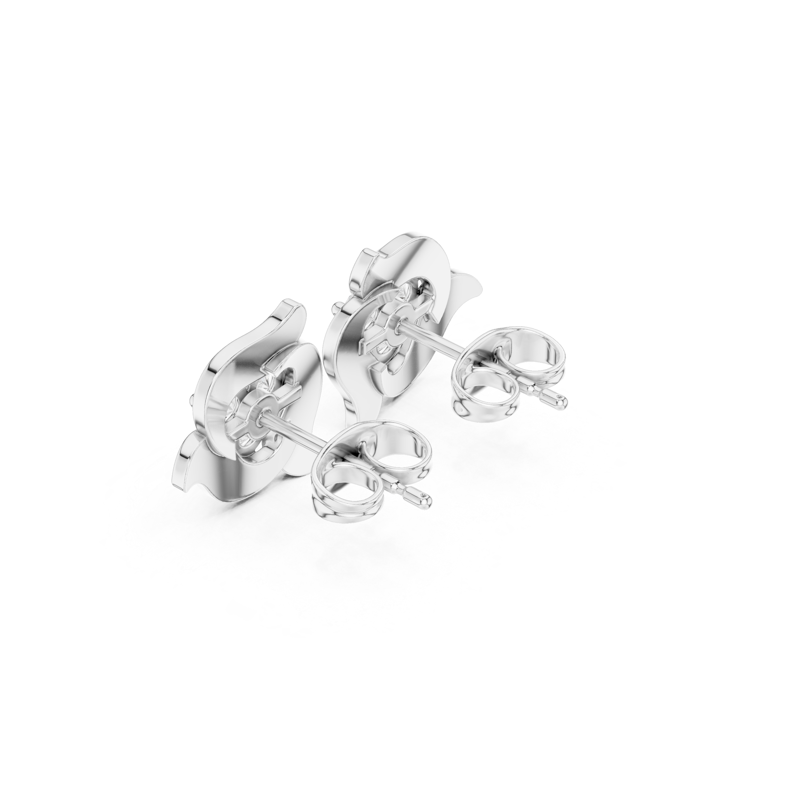 Fine jewelry round diamond trio floral abstract stud earrings